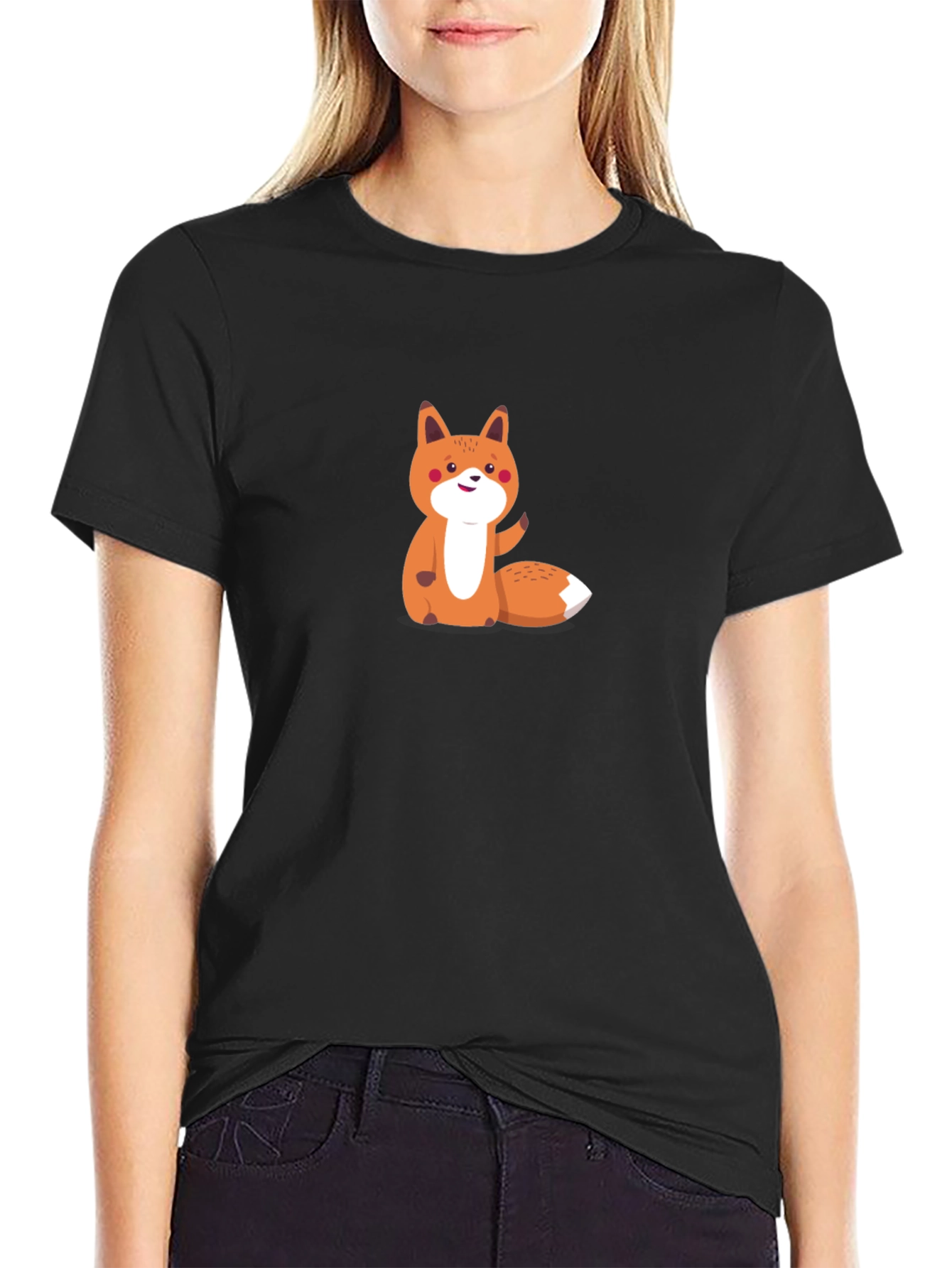 Cute Fox Graphic Tee - Mens Black T-Shirt