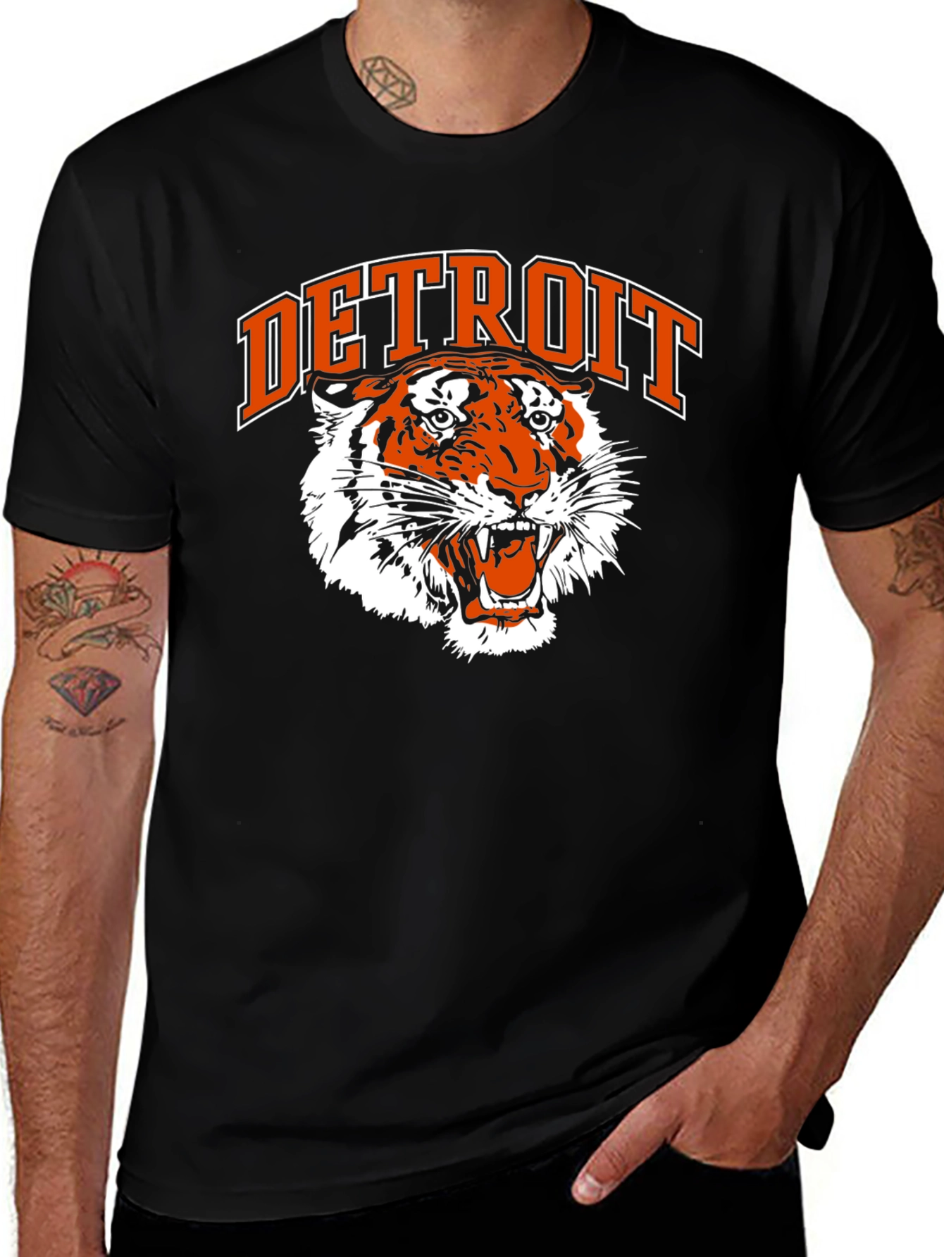 Detroit Tigers Graphic Tee - Classic Black Cotton T-Shirt