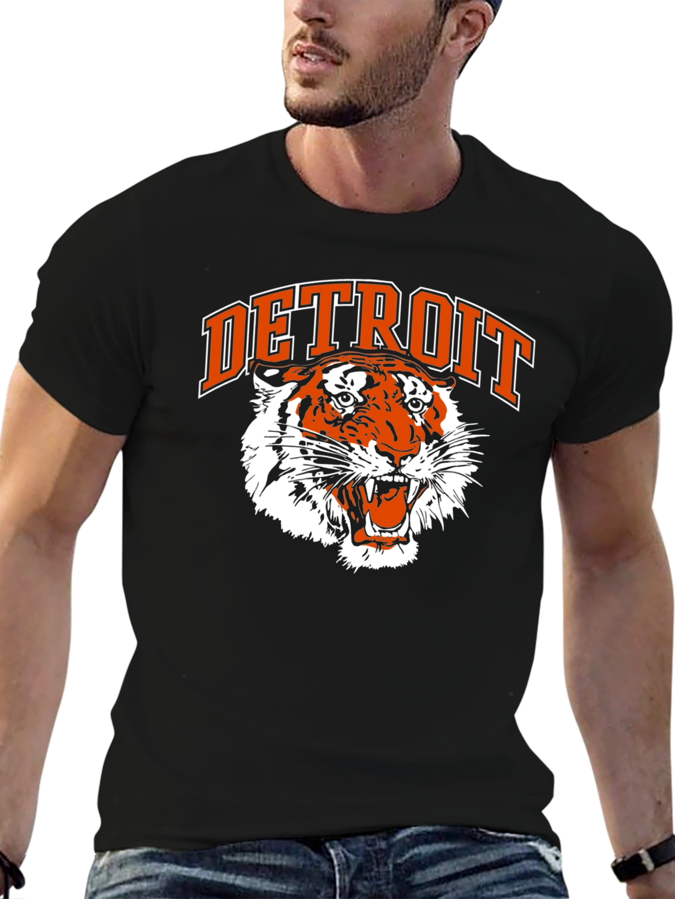 Detroit Tigers Graphic Tee - Classic Black Cotton T-Shirt