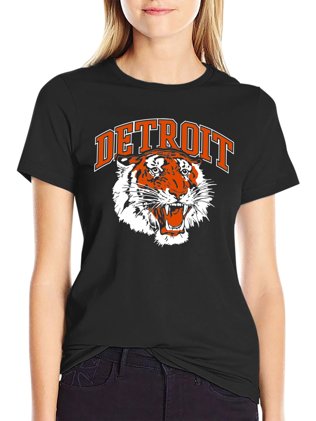 Detroit Tigers Graphic Tee - Classic Black Cotton T-Shirt