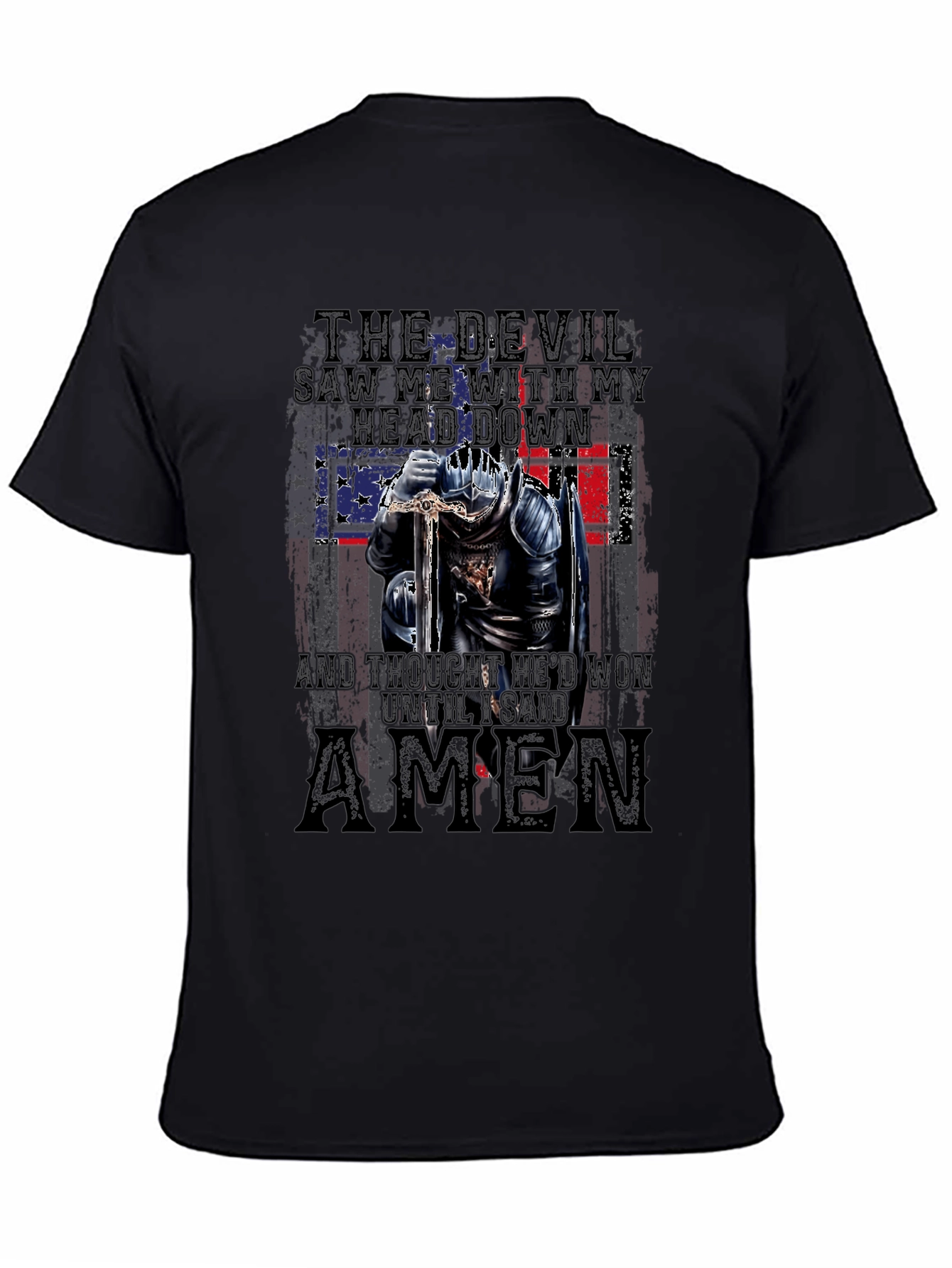 The Devil Saw Me T-Shirt - Patriotic Knight Design