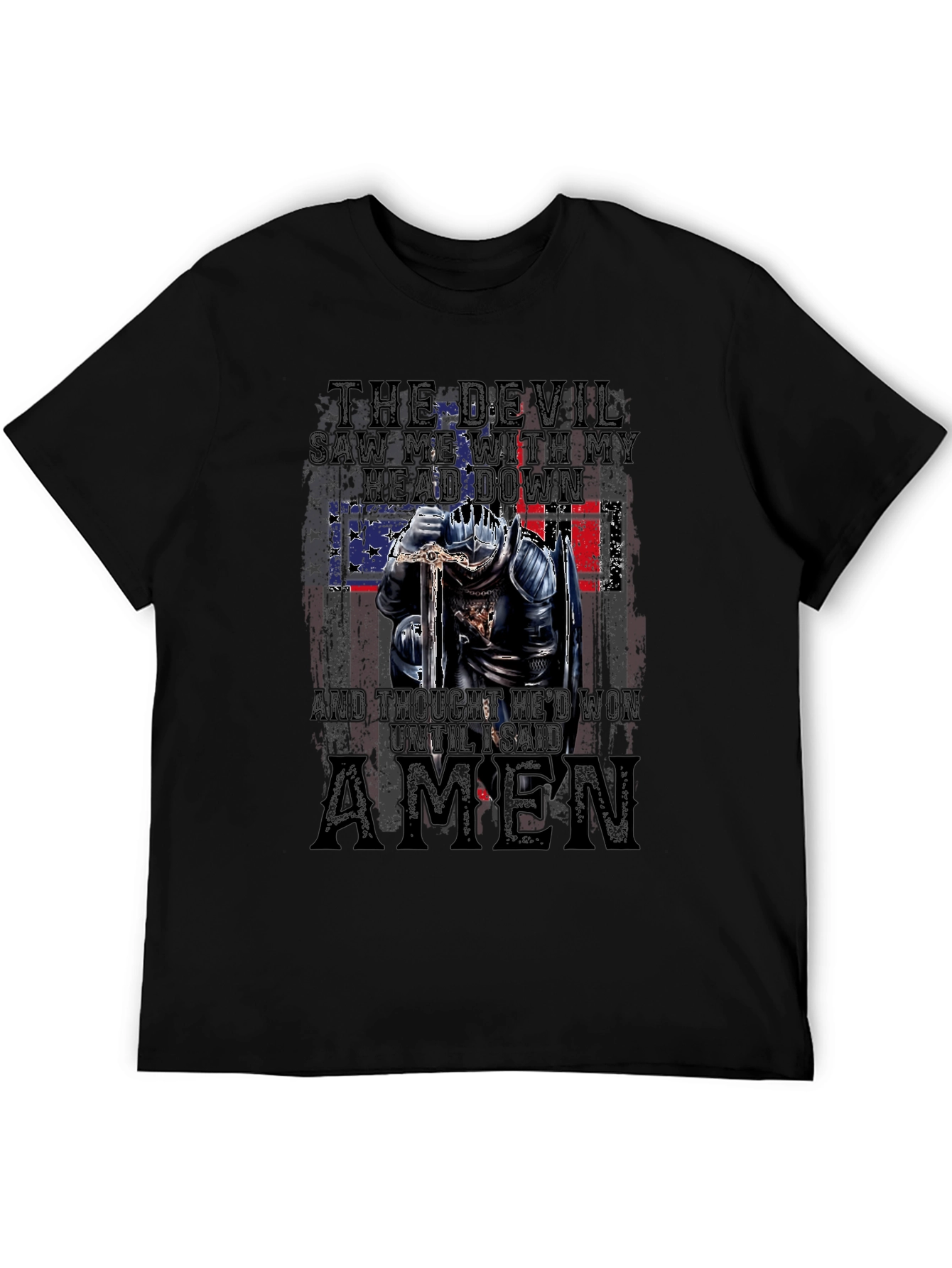 The Devil Saw Me T-Shirt - Patriotic Knight Design