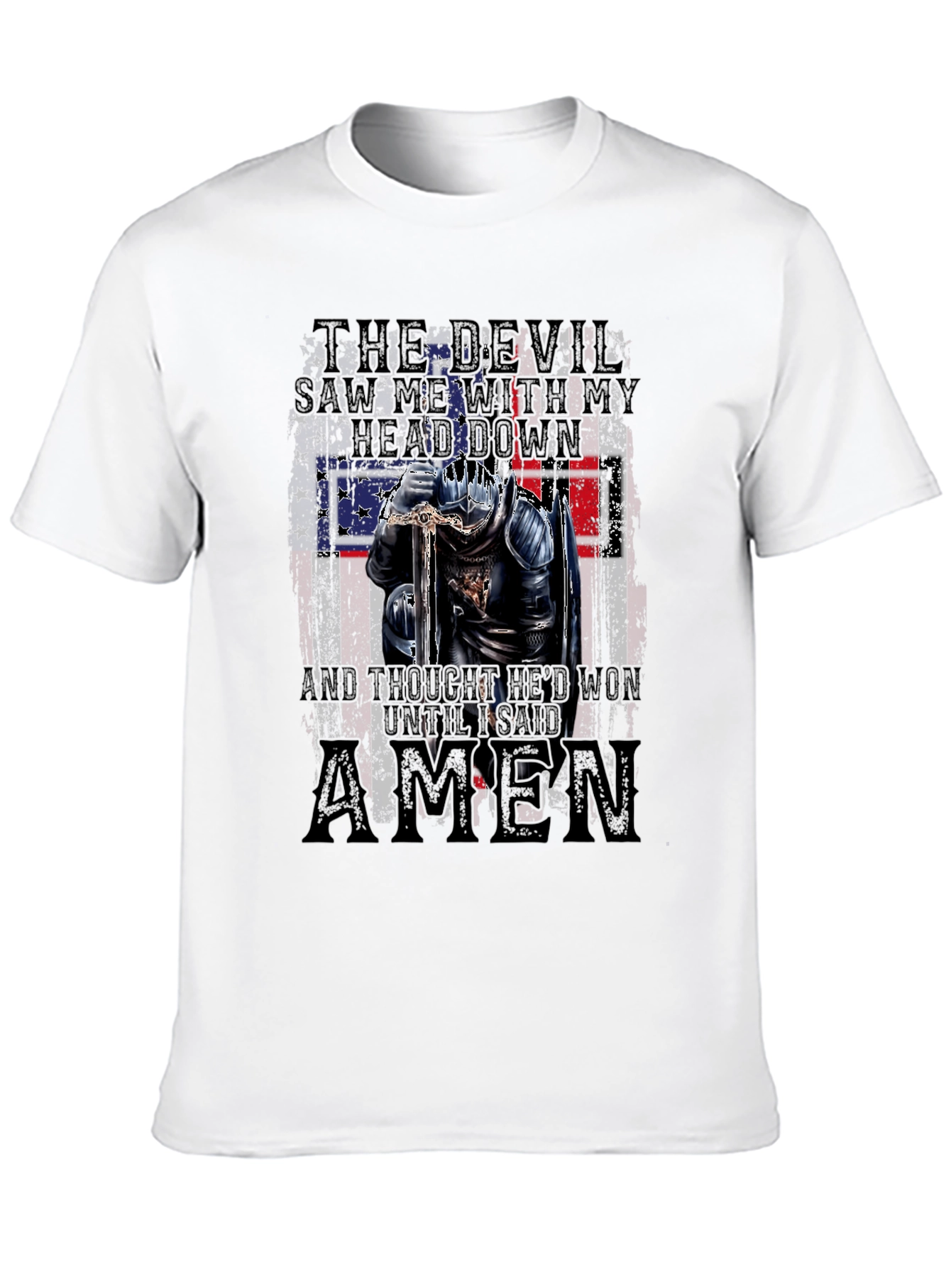 The Devil Saw Me T-Shirt - Patriotic Knight Design