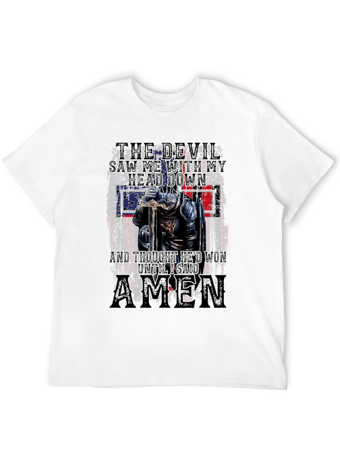 The Devil Saw Me T-Shirt - Patriotic Knight Design