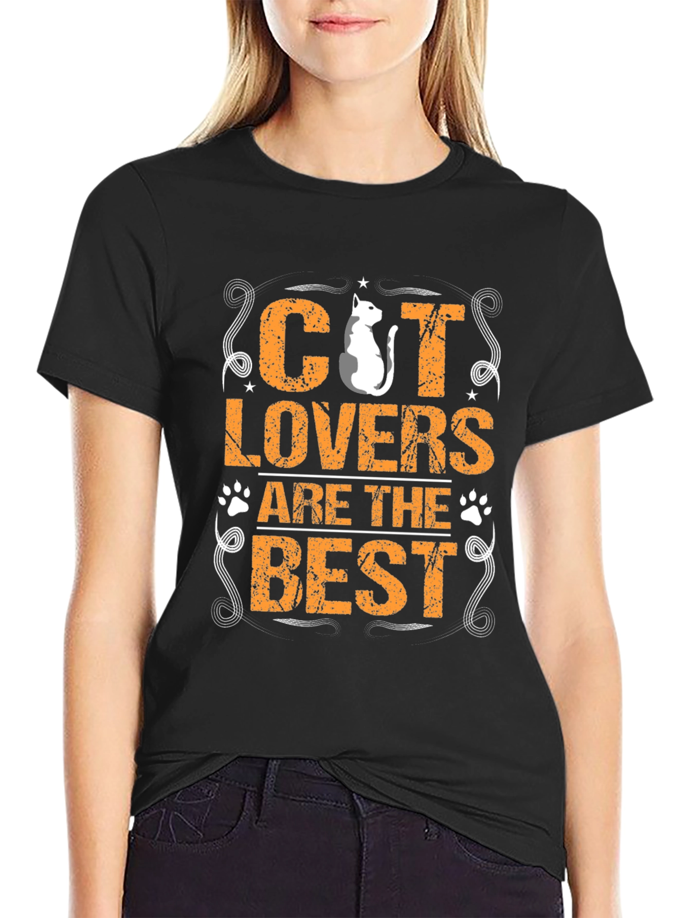 Cat Lovers Are The Best Black Graphic T-Shirt