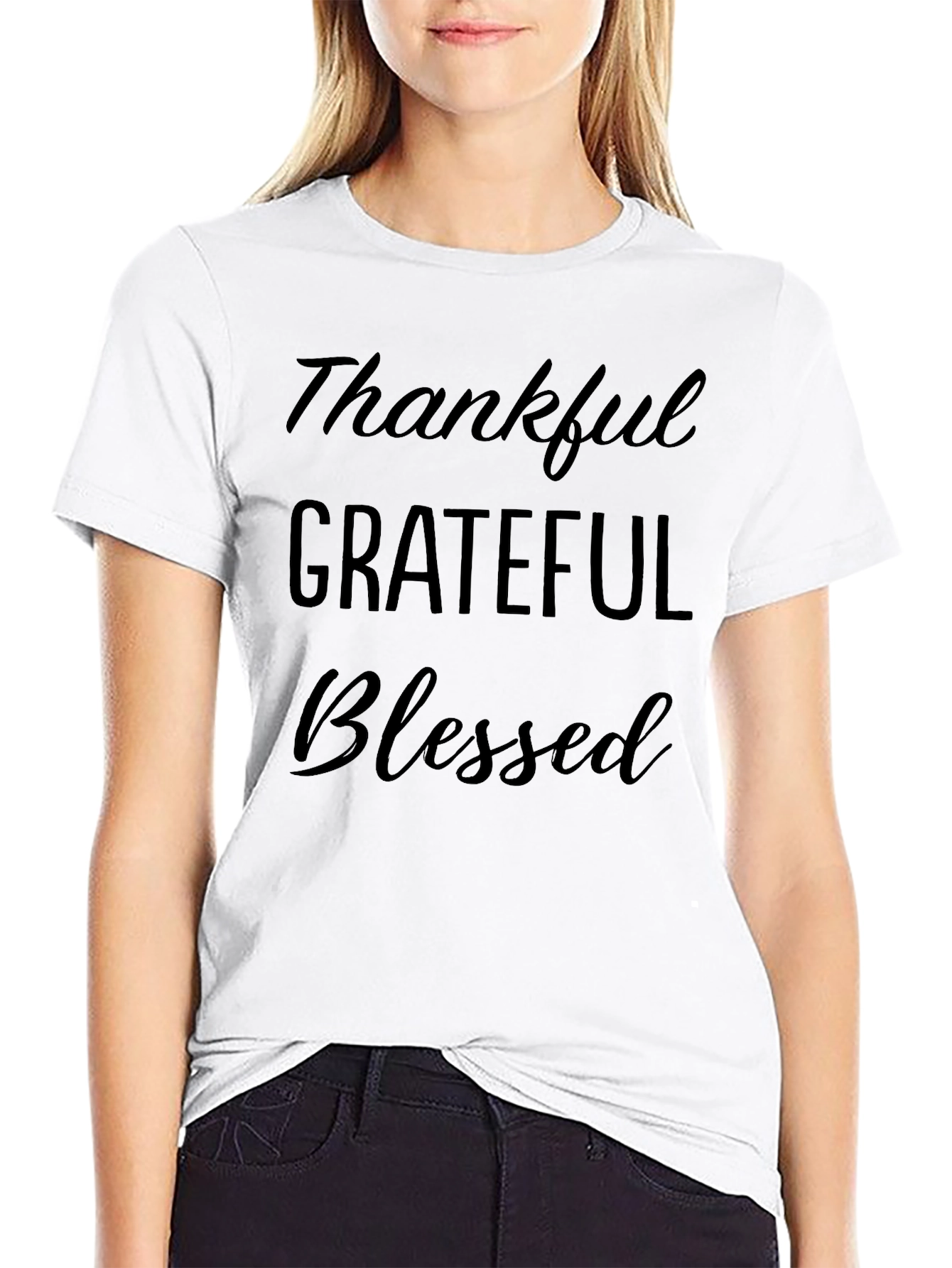 Thankful Grateful Blessed Black T-Shirt