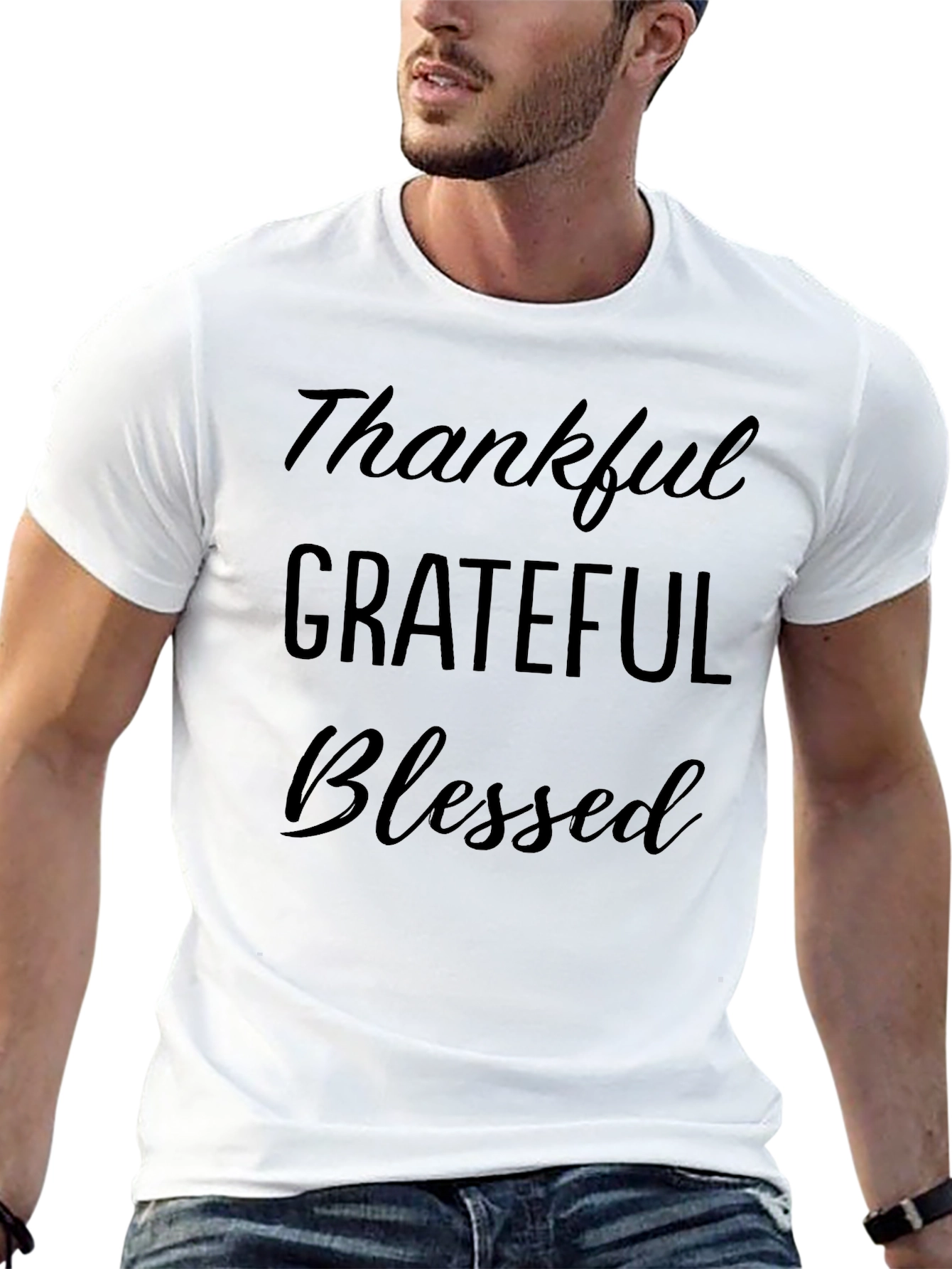 Thankful Grateful Blessed Black T-Shirt