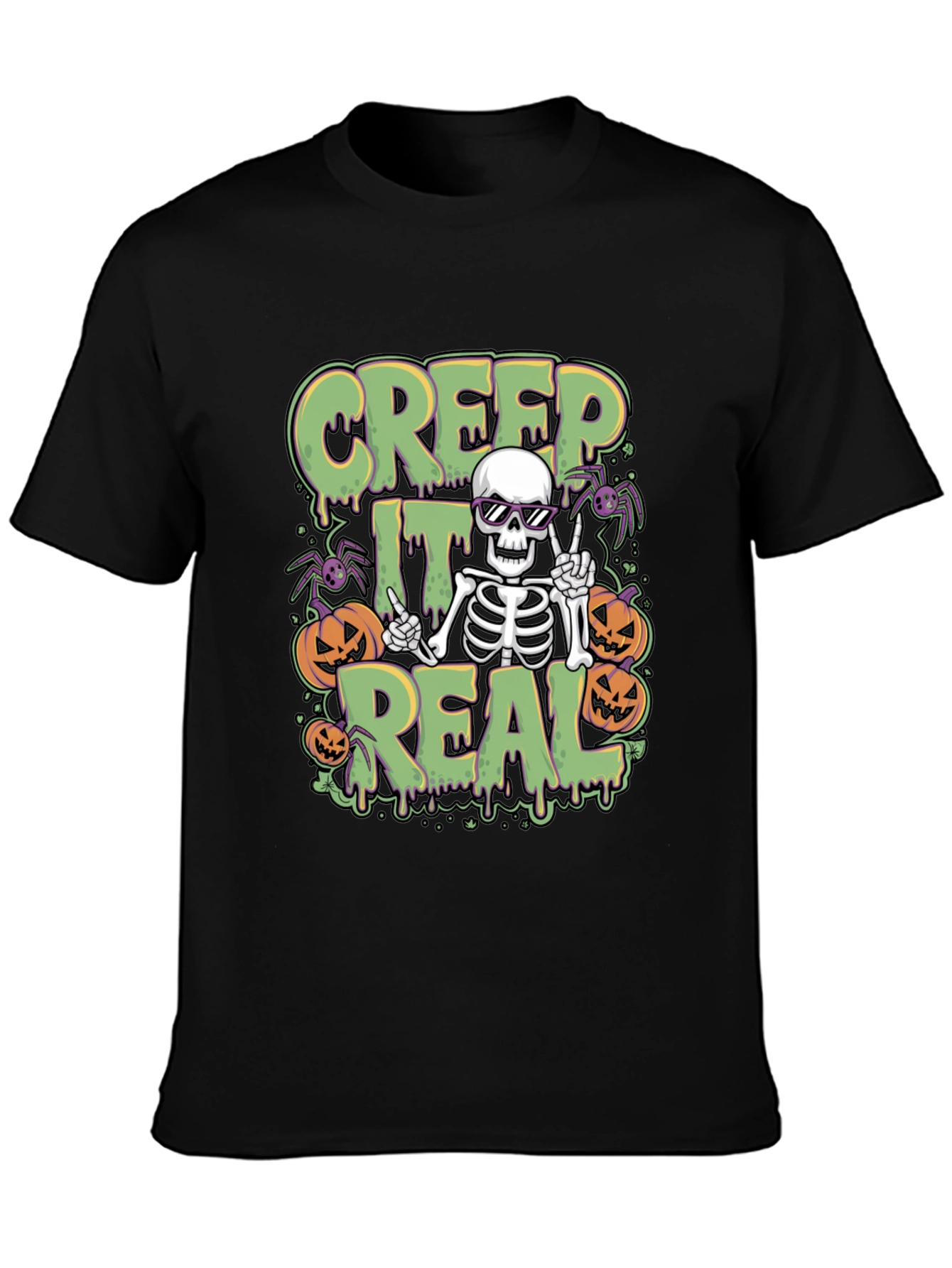 Creep It Real Halloween Skeleton Graphic Tee