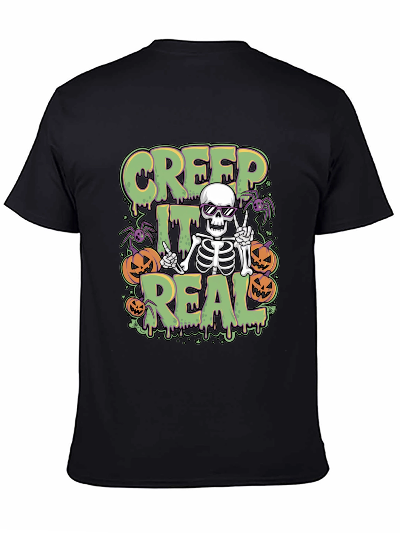 Creep It Real Halloween Skeleton Graphic Tee