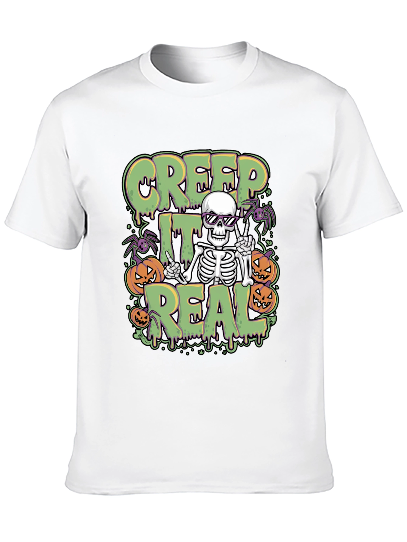 Creep It Real Halloween Skeleton Graphic Tee