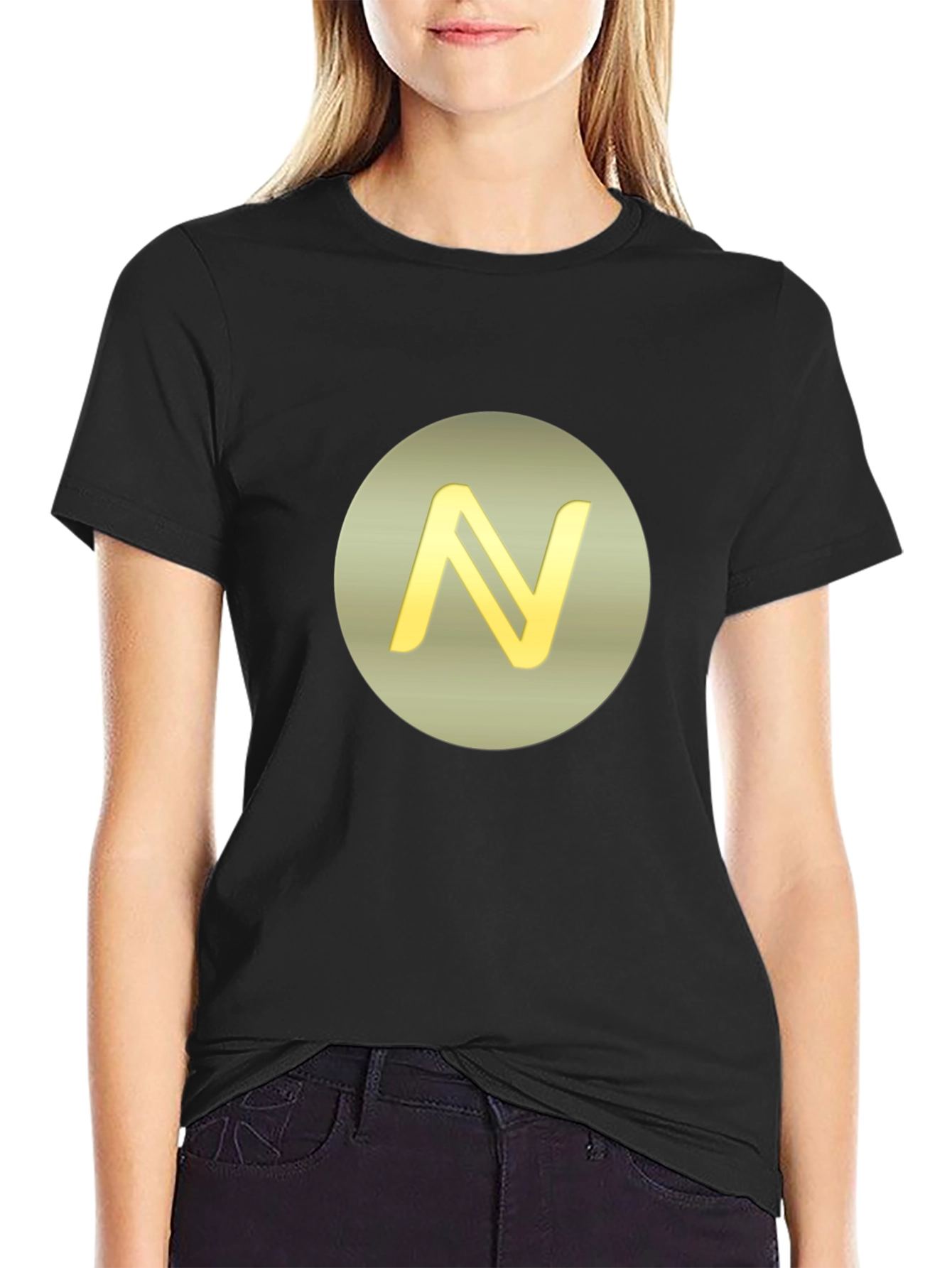Stylish Black Tee with Golden N Logo