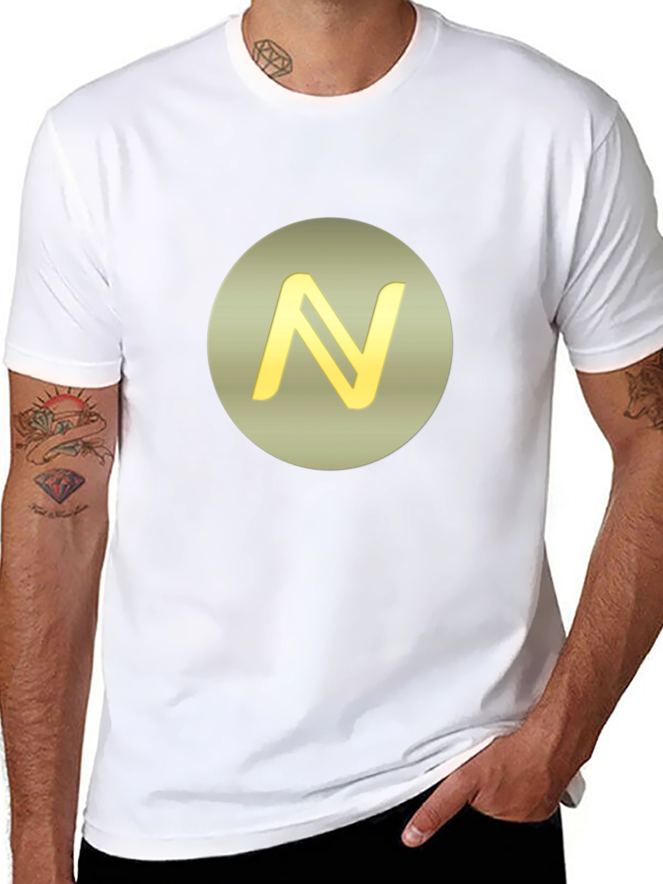 Stylish Black Tee with Golden N Logo