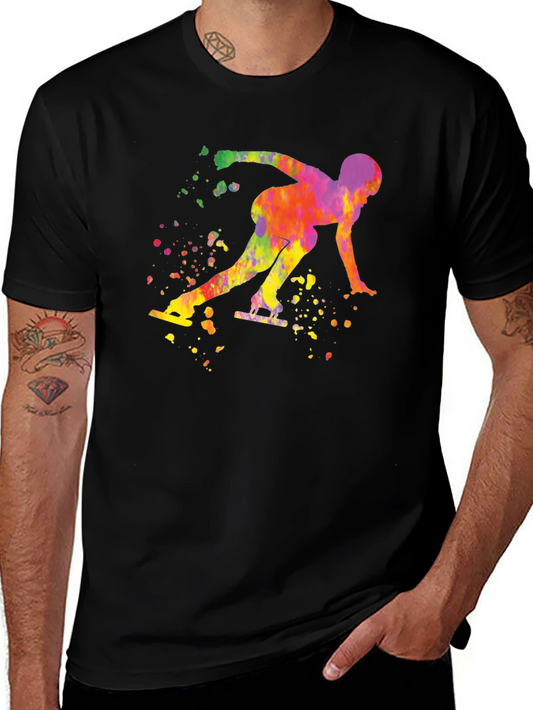 Colorful Speed Skater Black T-Shirt