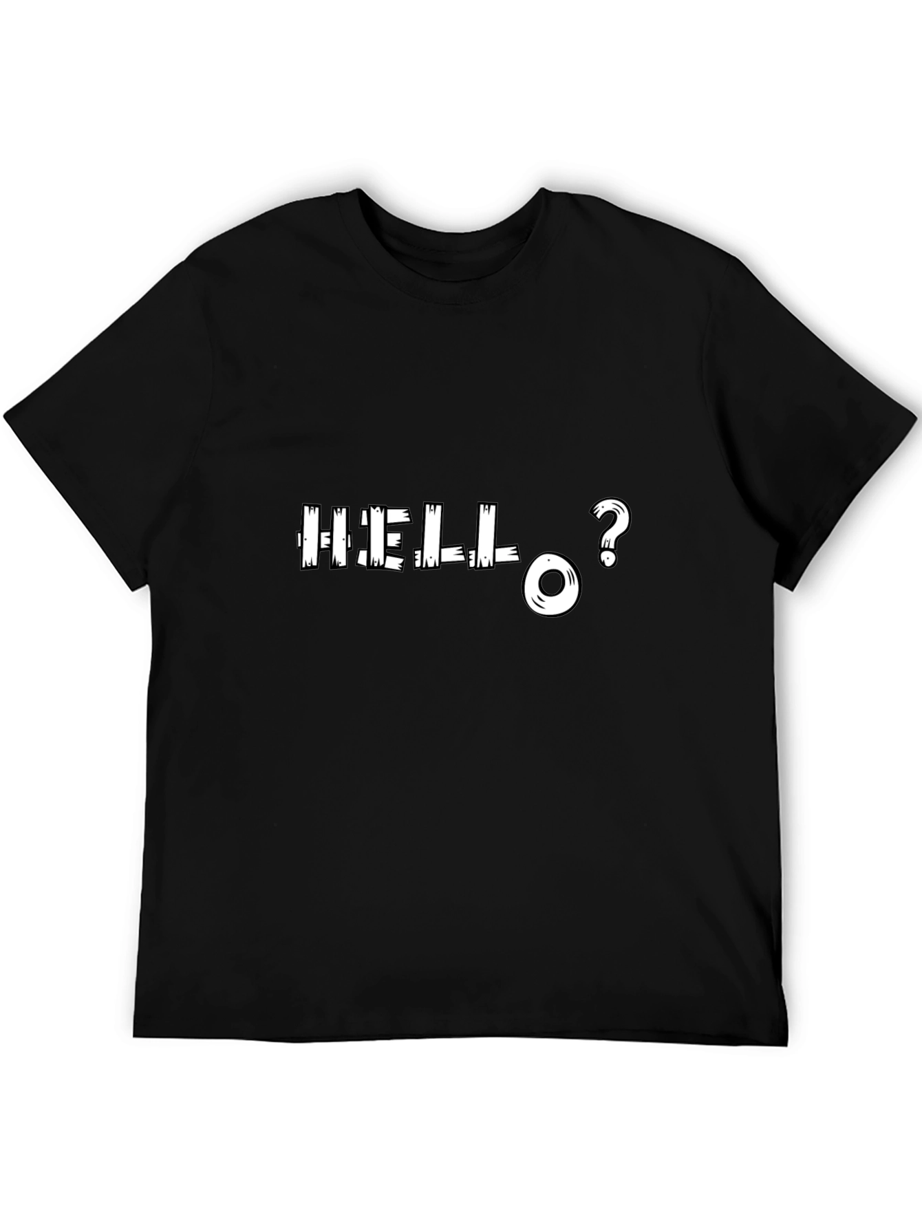 Hello? Graphic Print Black T-Shirt