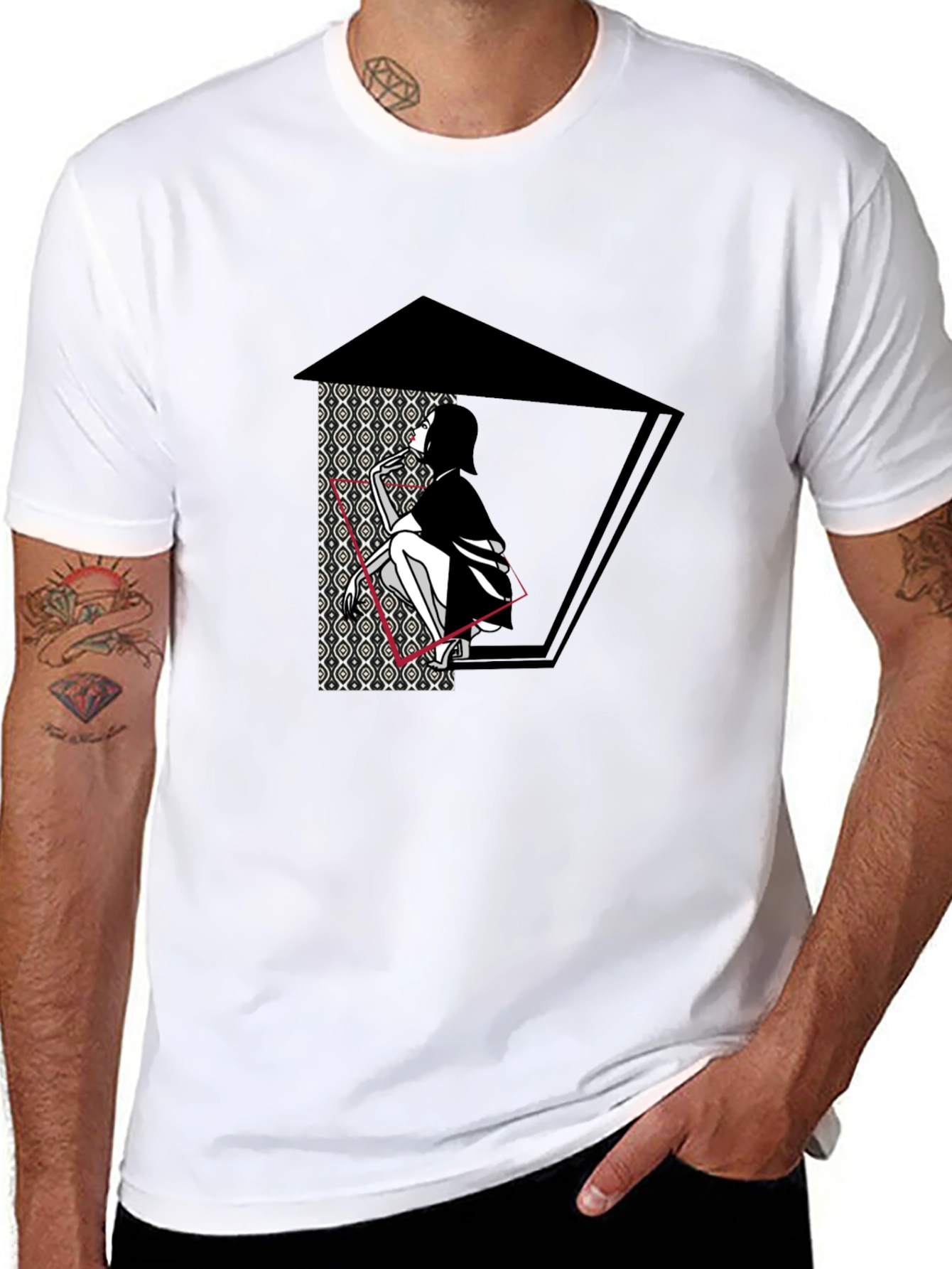 Artistic Graphic Print Black T-Shirt