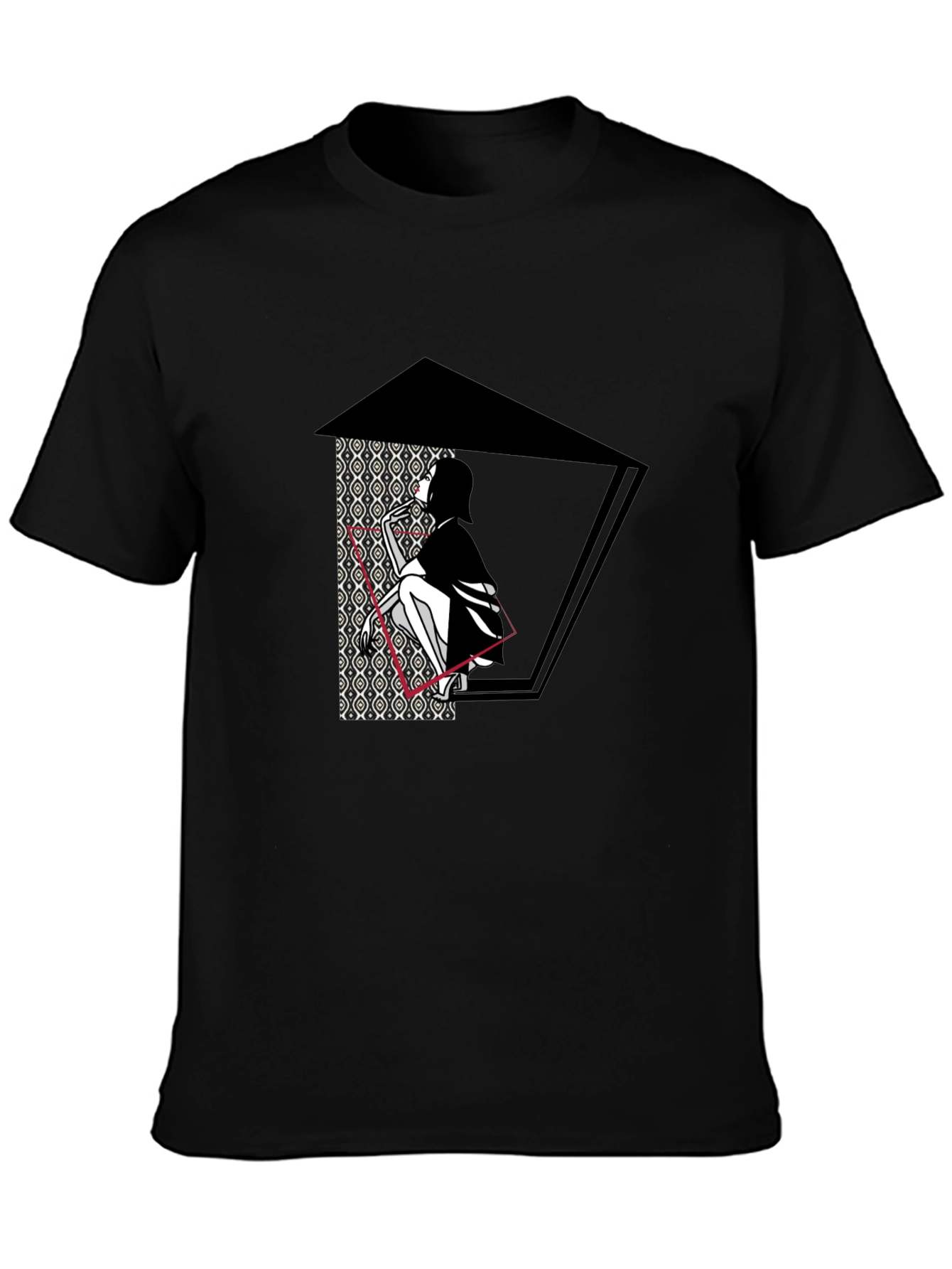 Artistic Graphic Print Black T-Shirt