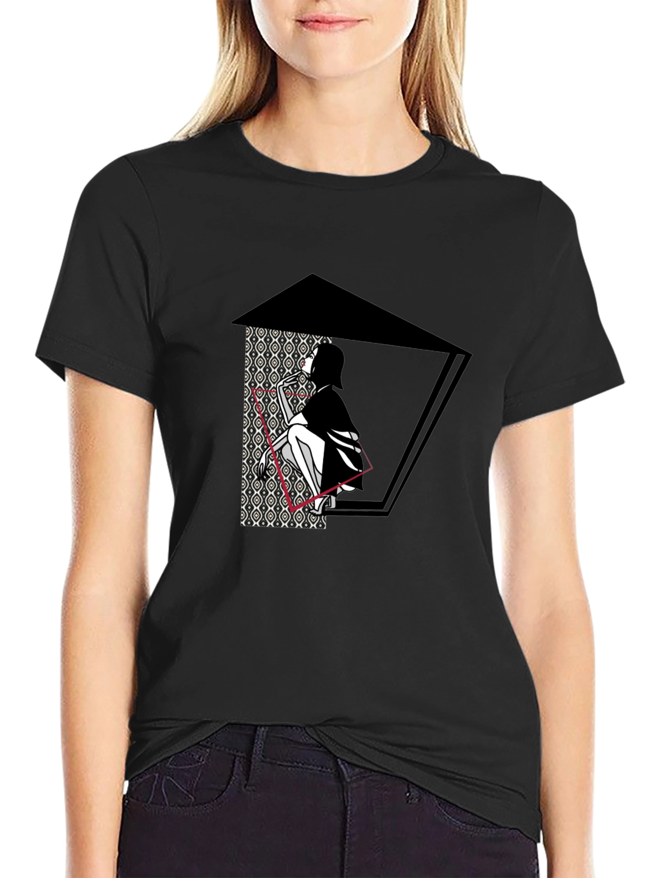 Artistic Graphic Print Black T-Shirt