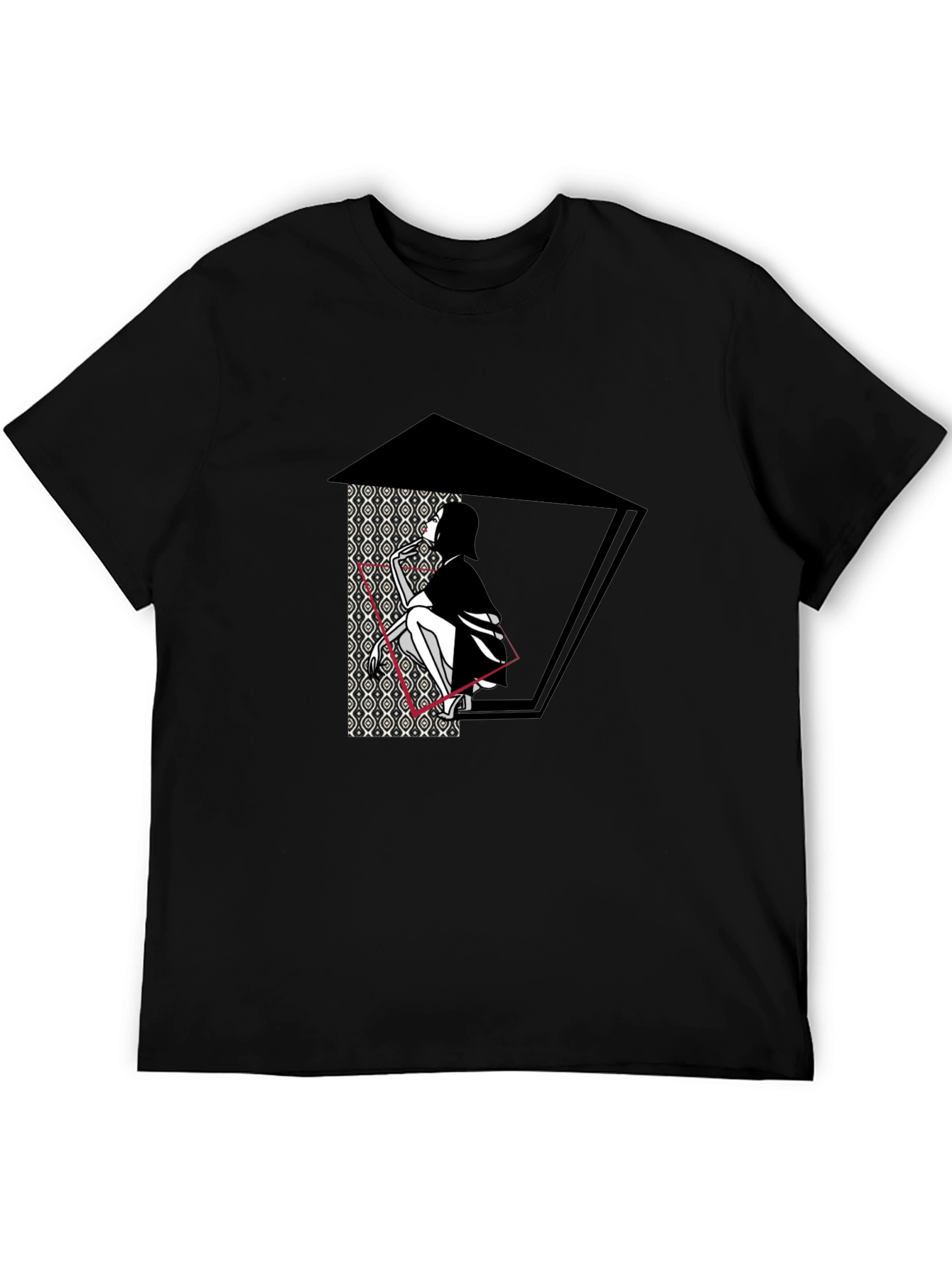 Artistic Graphic Print Black T-Shirt