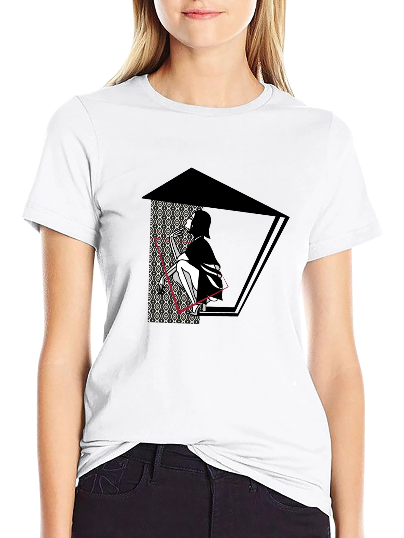 Artistic Graphic Print Black T-Shirt