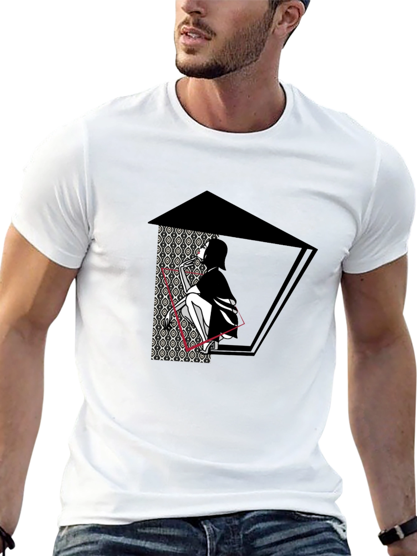 Artistic Graphic Print Black T-Shirt