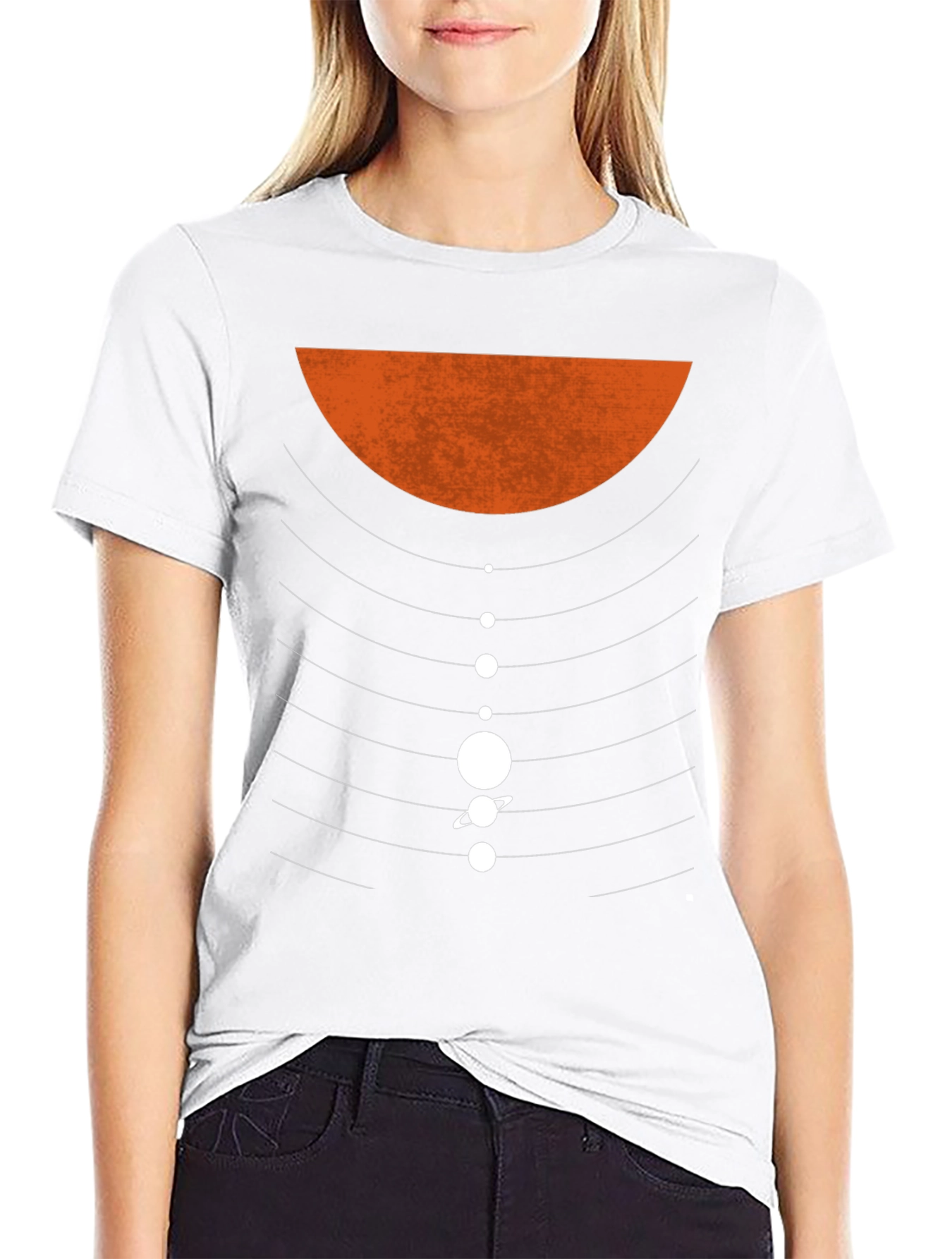 Planetary Orbit Graphic T-Shirt - Black Cotton Blend