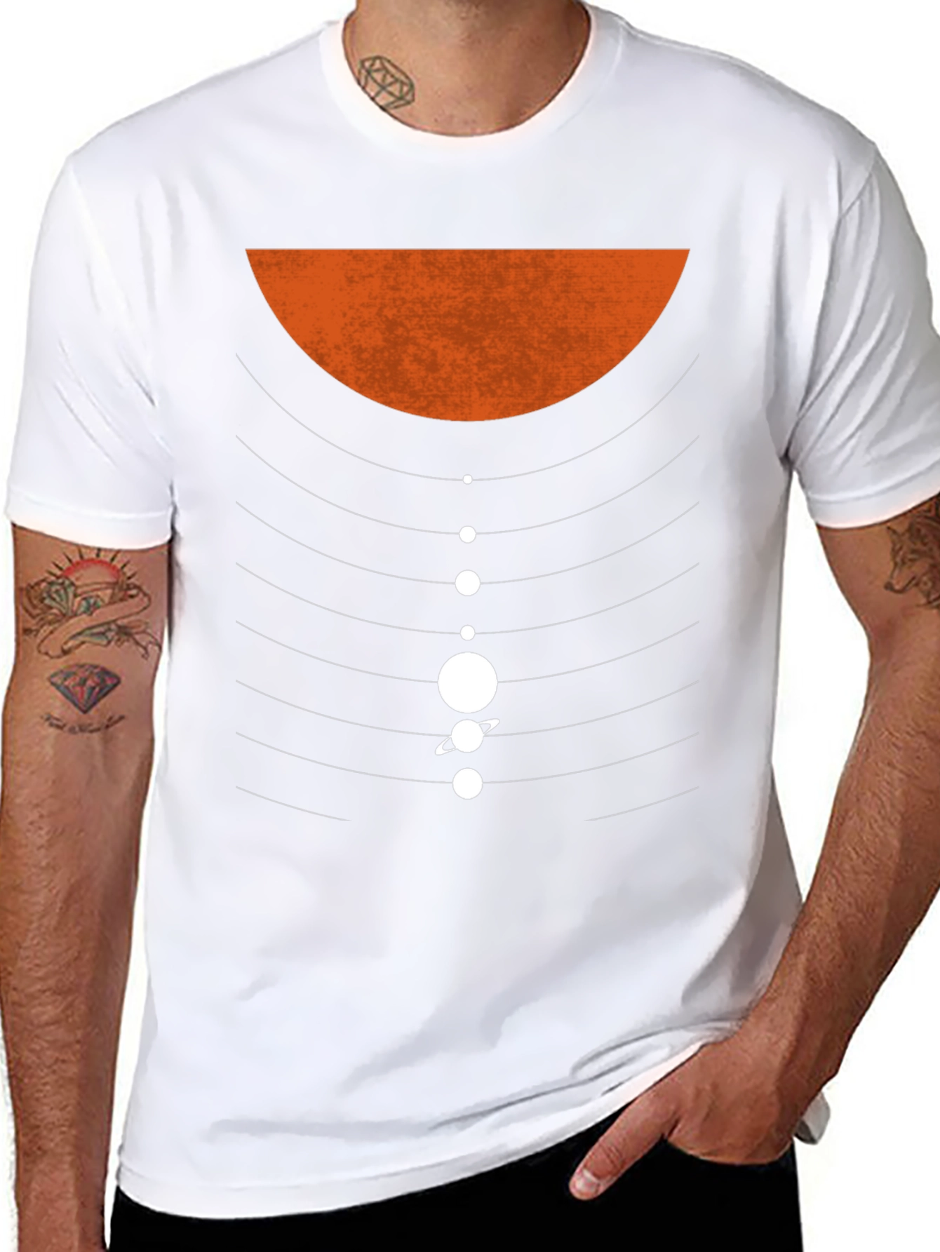 Planetary Orbit Graphic T-Shirt - Black Cotton Blend