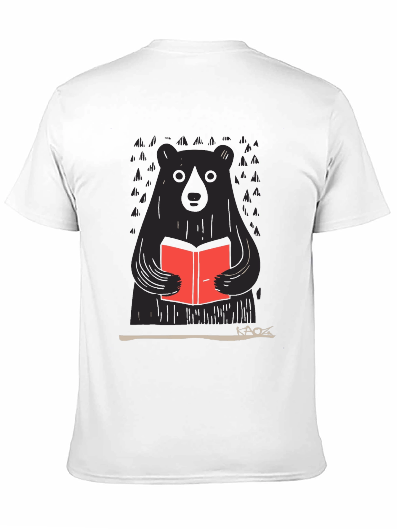 Bear Reading Book Graphic Tee - Black