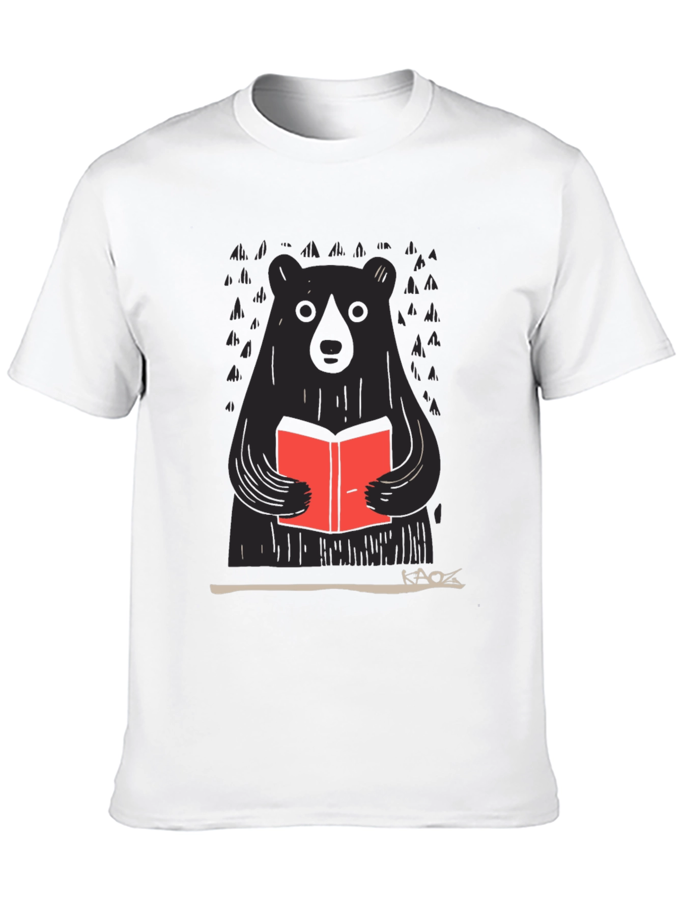 Bear Reading Book Graphic Tee - Black