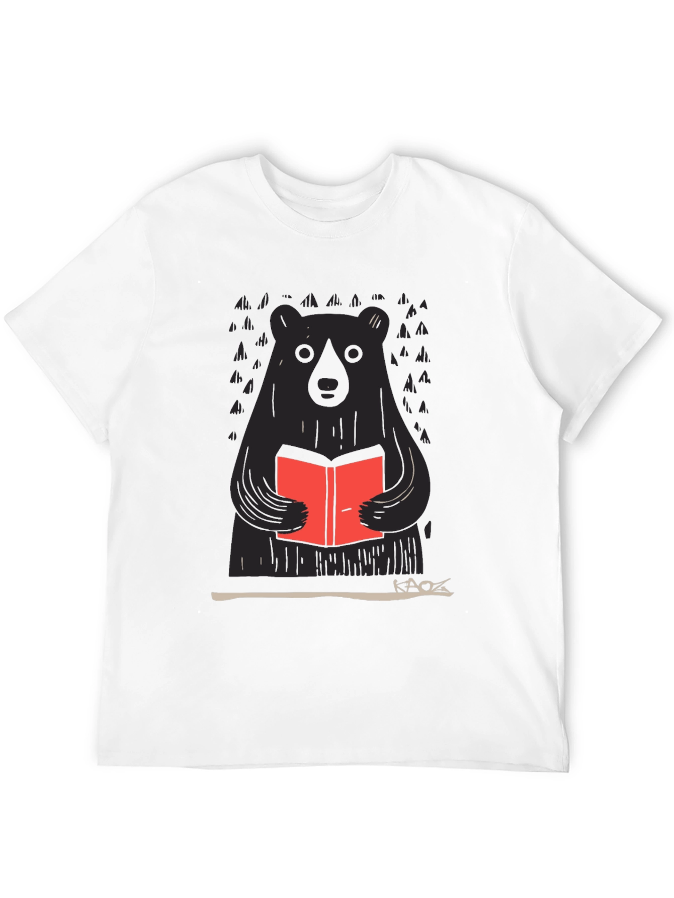 Bear Reading Book Graphic Tee - Black