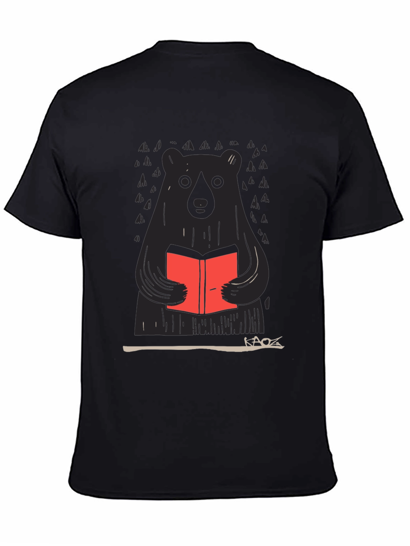 Bear Reading Book Graphic Tee - Black
