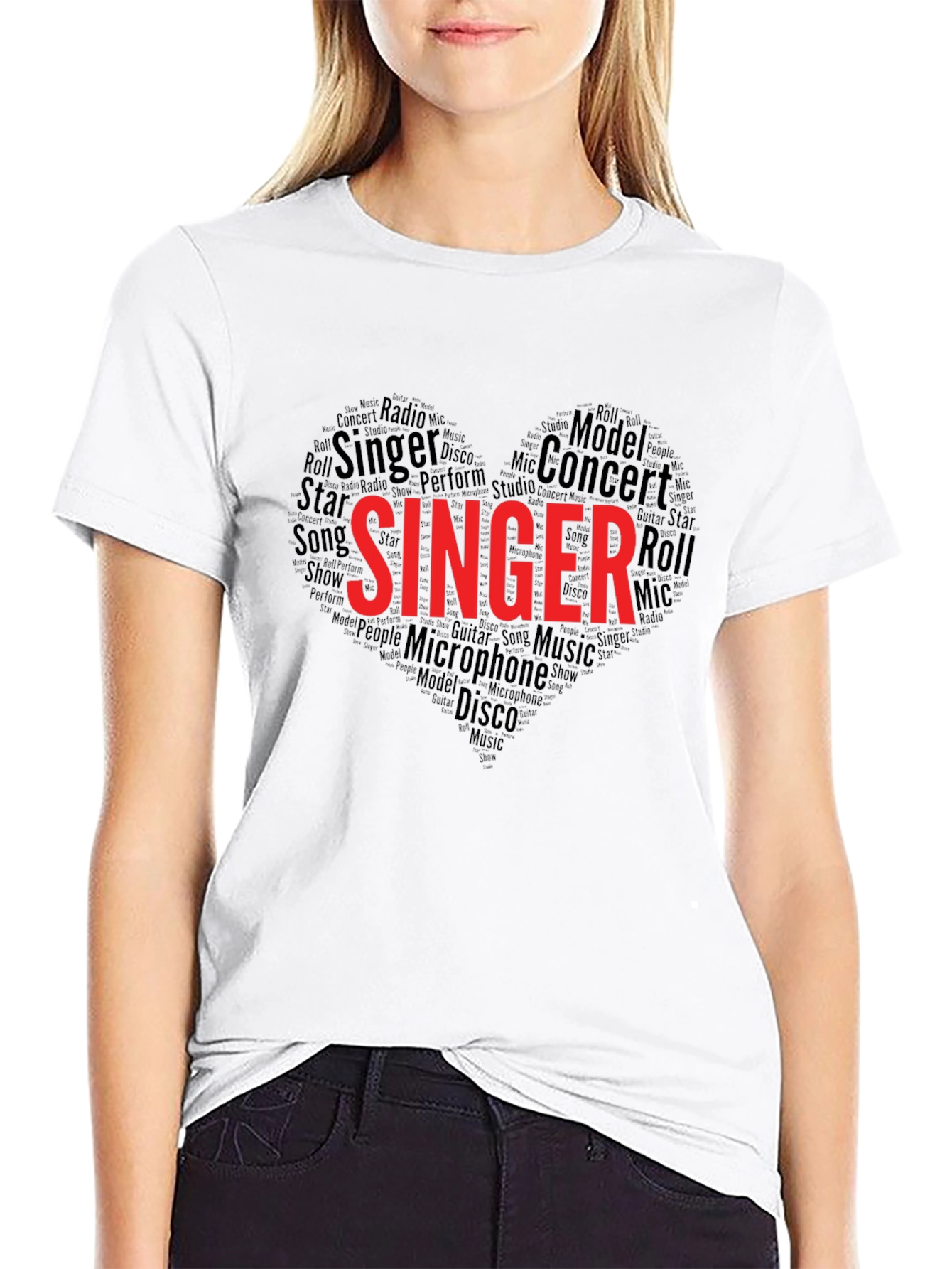 Singer Heart Word Art Graphic Tee