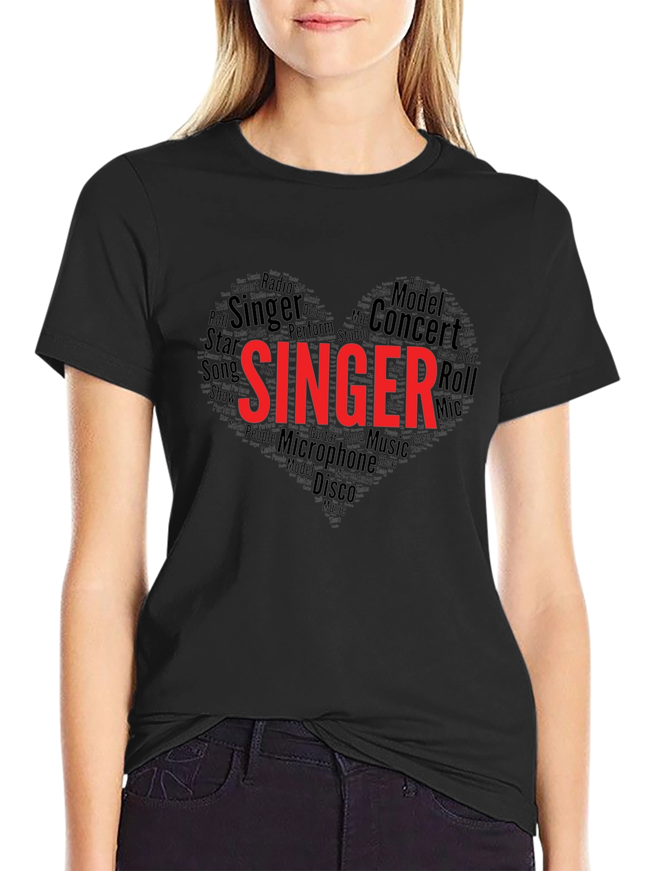 Singer Heart Word Art Graphic Tee