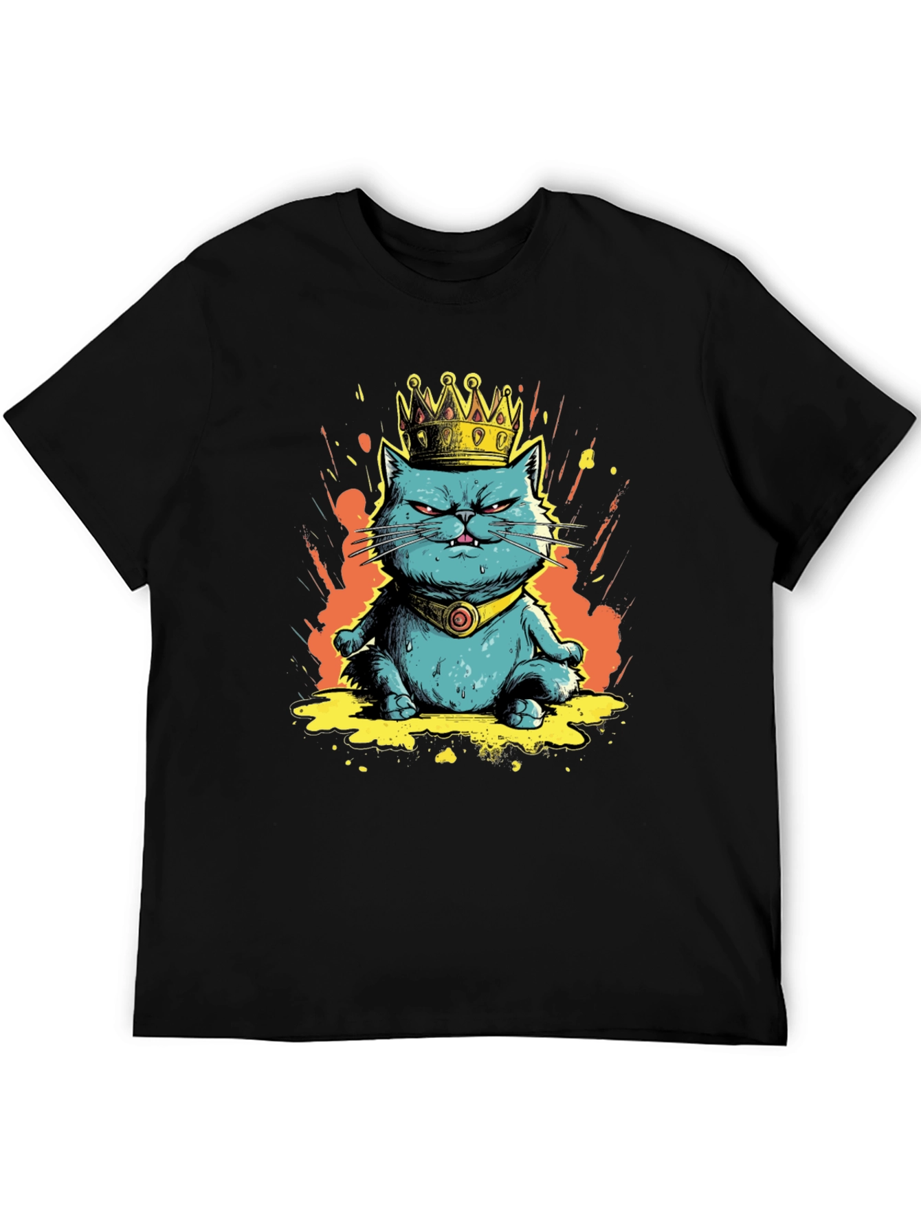 King Cat Graphic Tee - Royal Feline Fun