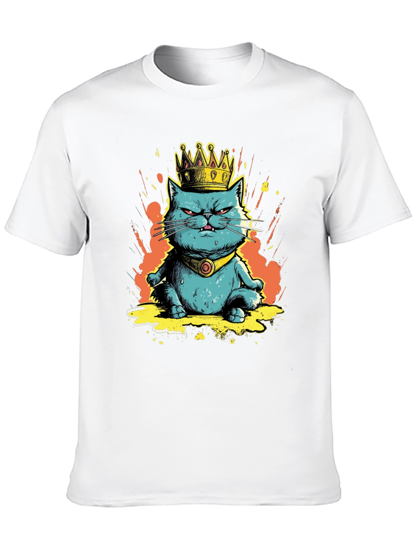 King Cat Graphic Tee - Royal Feline Fun