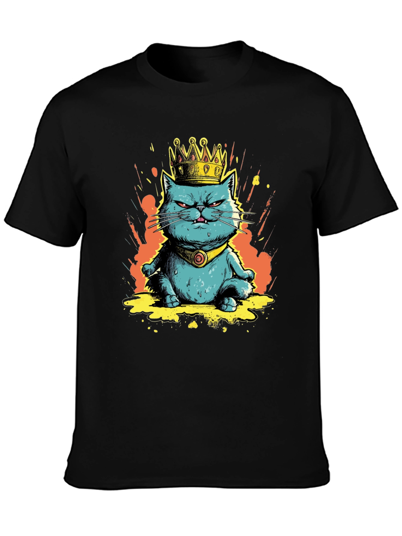 King Cat Graphic Tee - Royal Feline Fun
