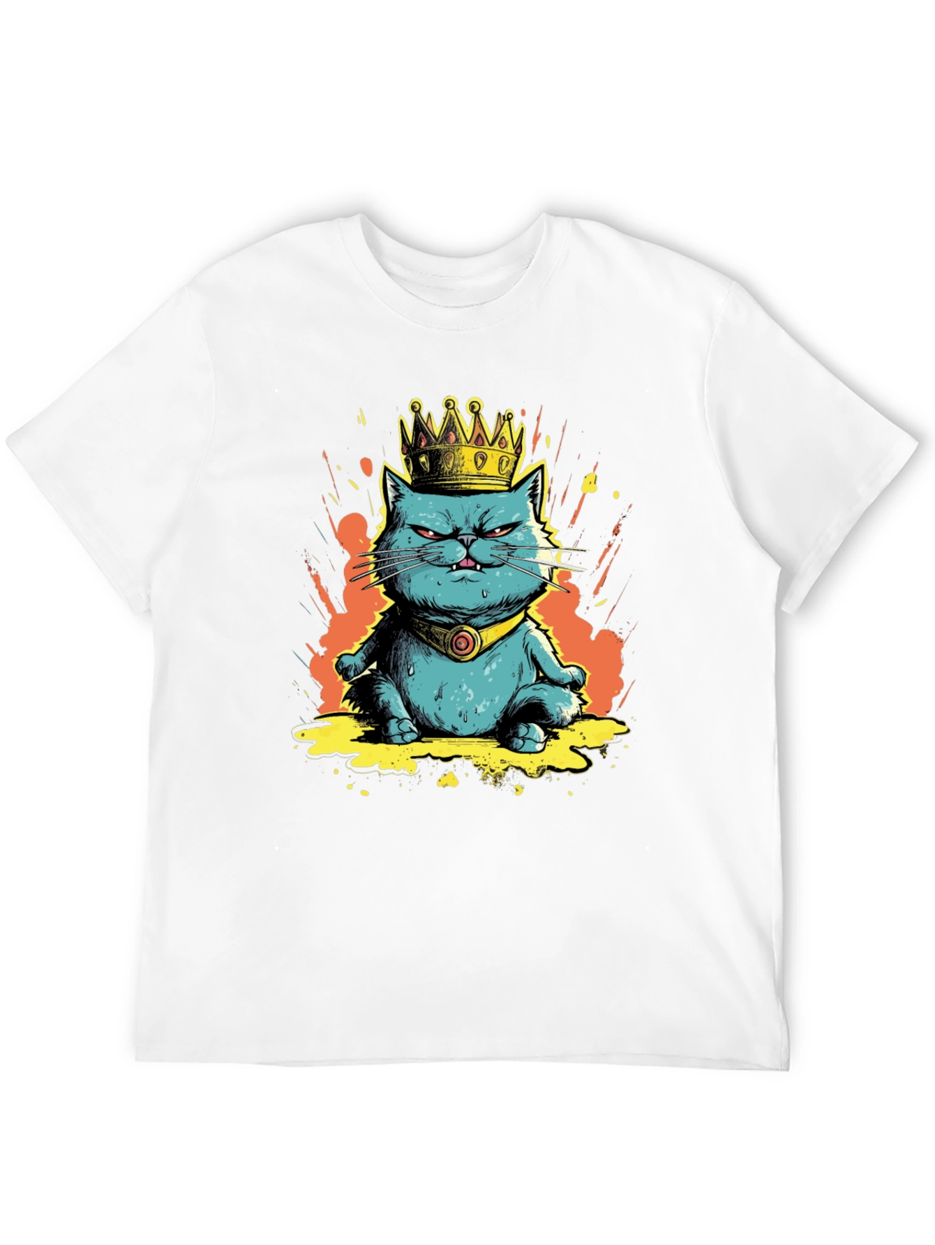 King Cat Graphic Tee - Royal Feline Fun