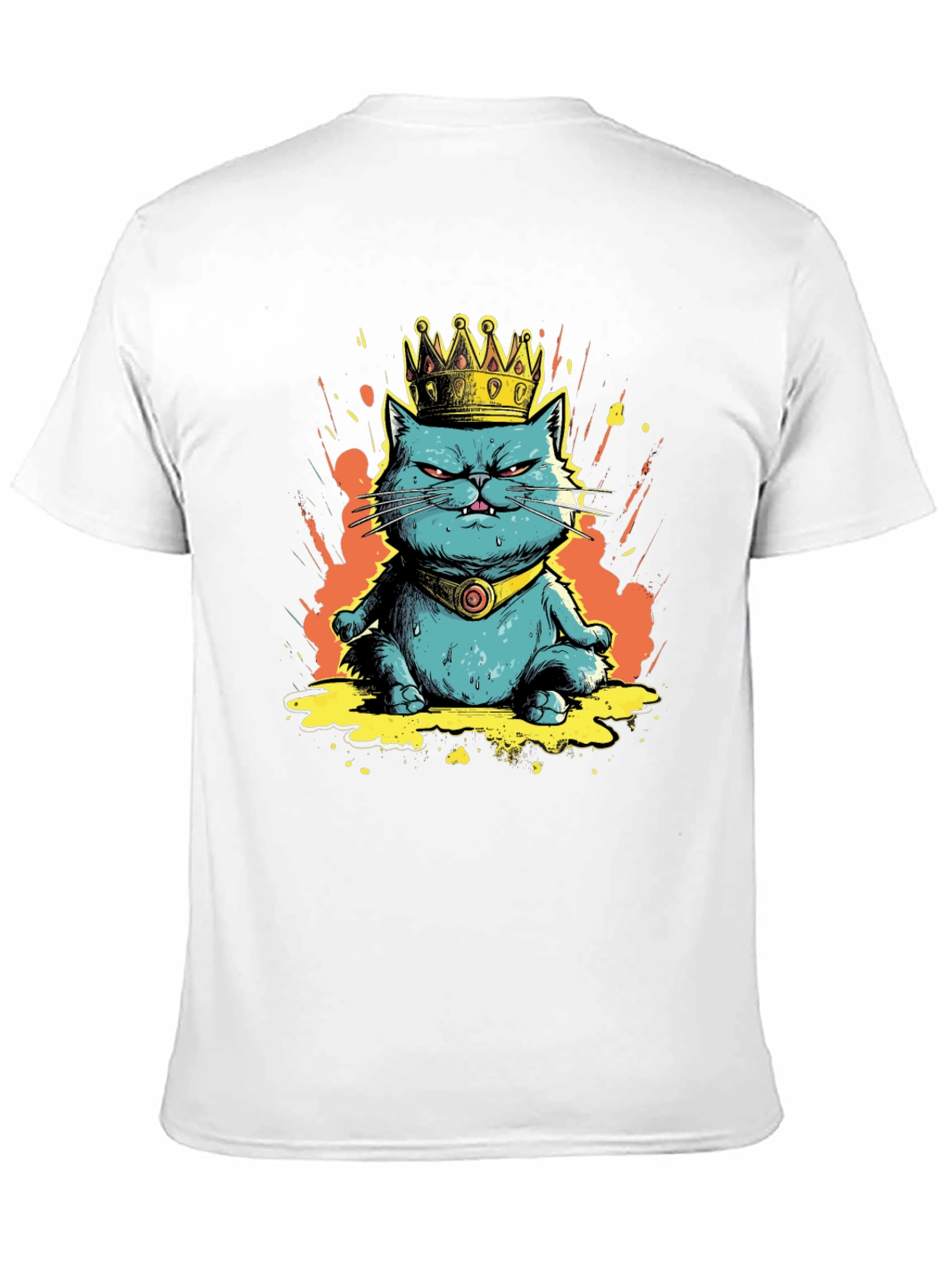 King Cat Graphic Tee - Royal Feline Fun