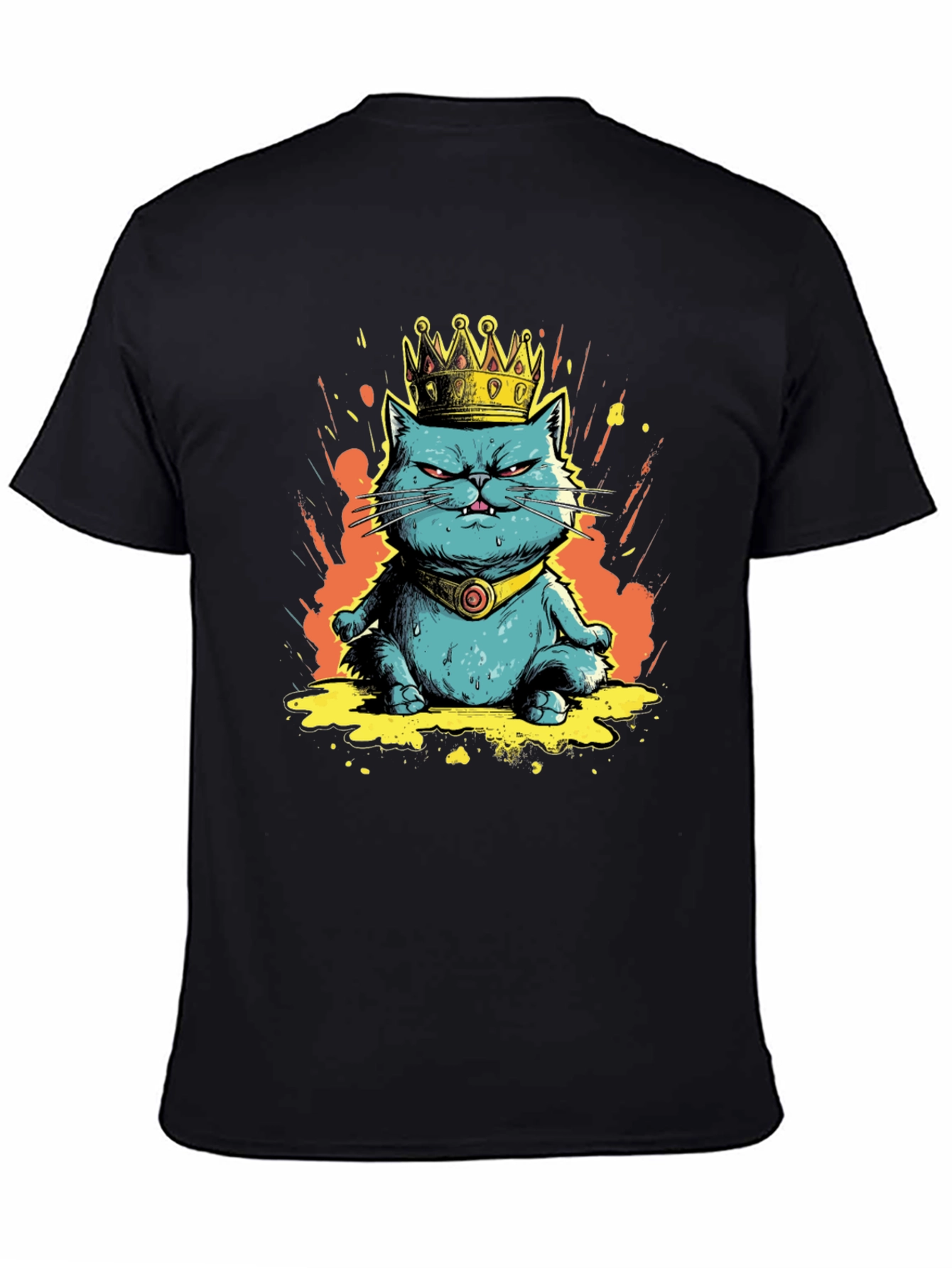 King Cat Graphic Tee - Royal Feline Fun