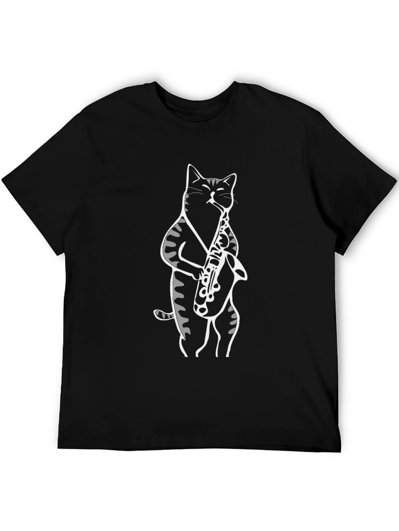 Cat Saxophone Player Graphic T-Shirt
