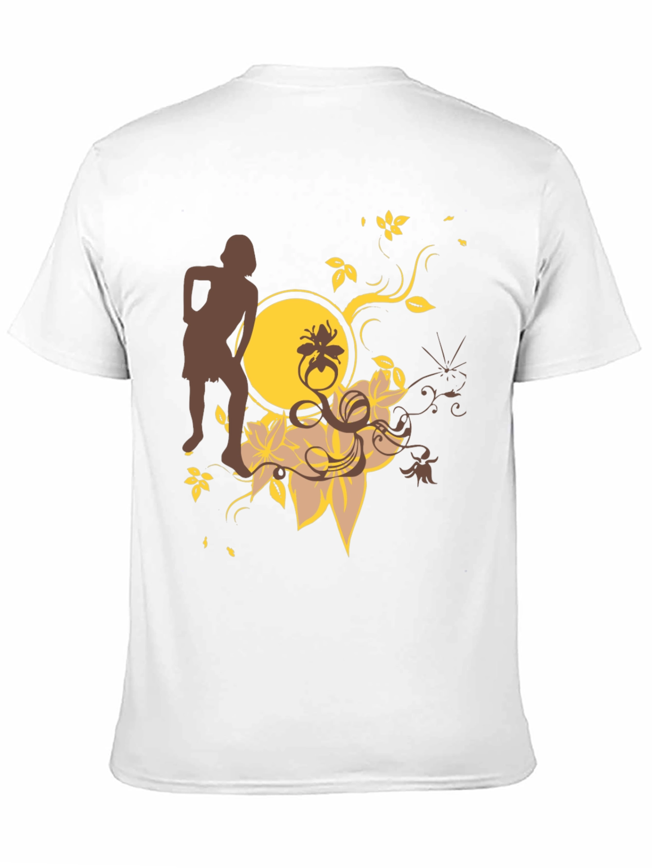 Trendy Black Graphic Tee - Unique Floral Design