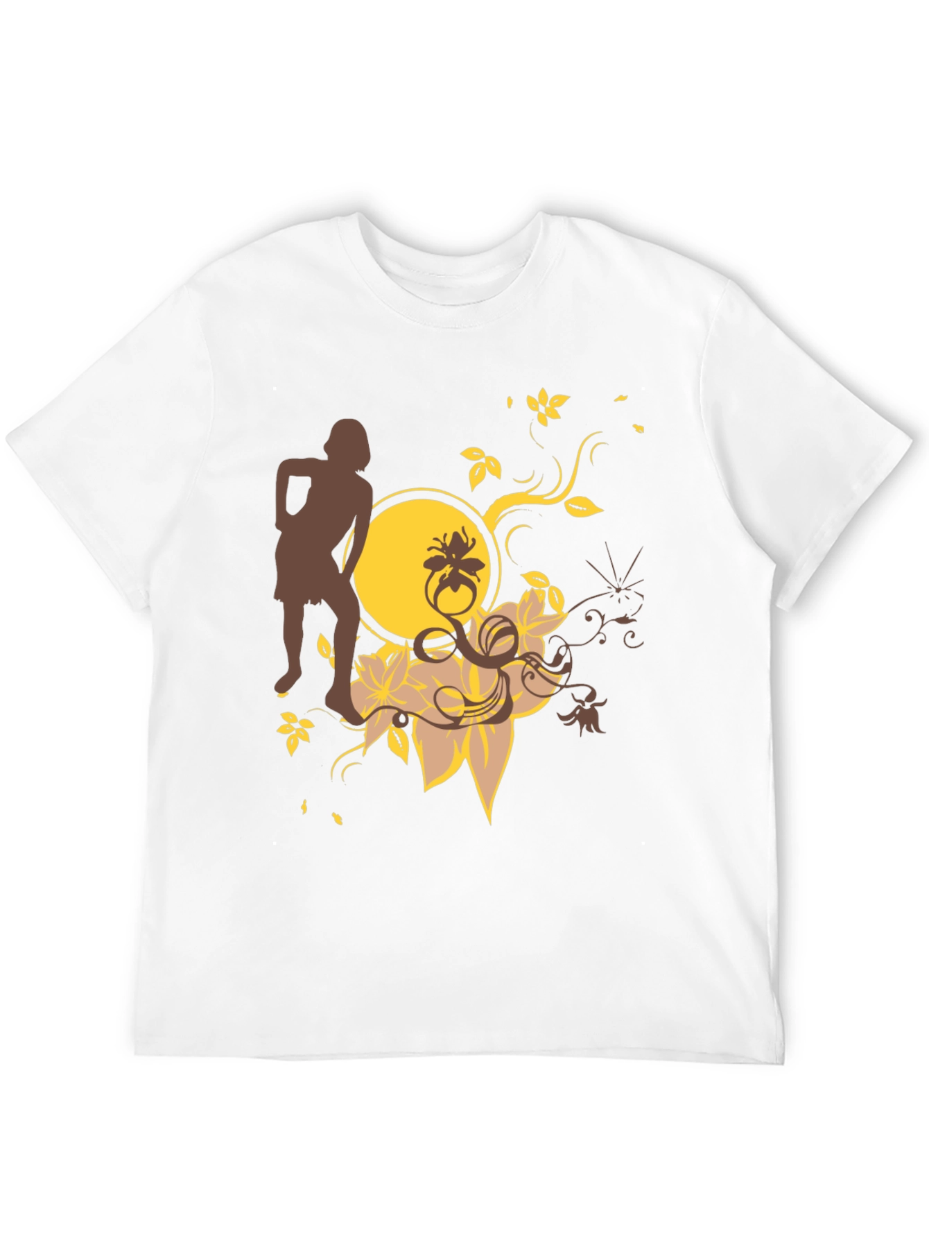 Trendy Black Graphic Tee - Unique Floral Design