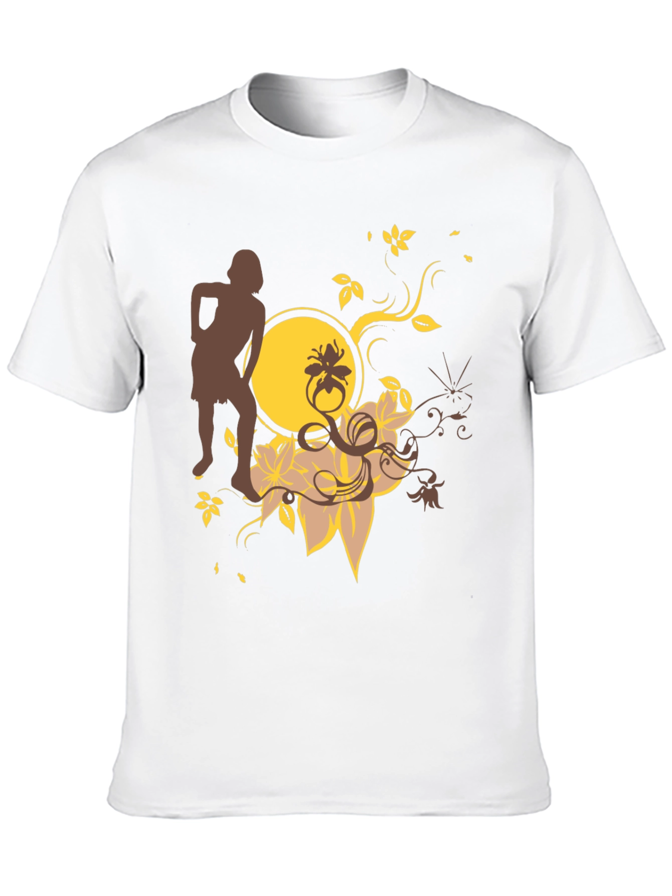 Trendy Black Graphic Tee - Unique Floral Design
