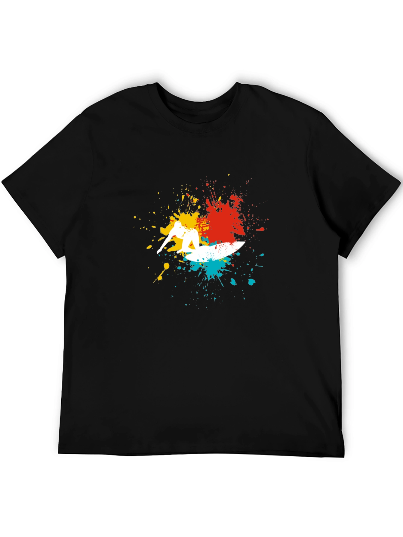 Surfer Splash Graphic Tee - Cool Black T-Shirt