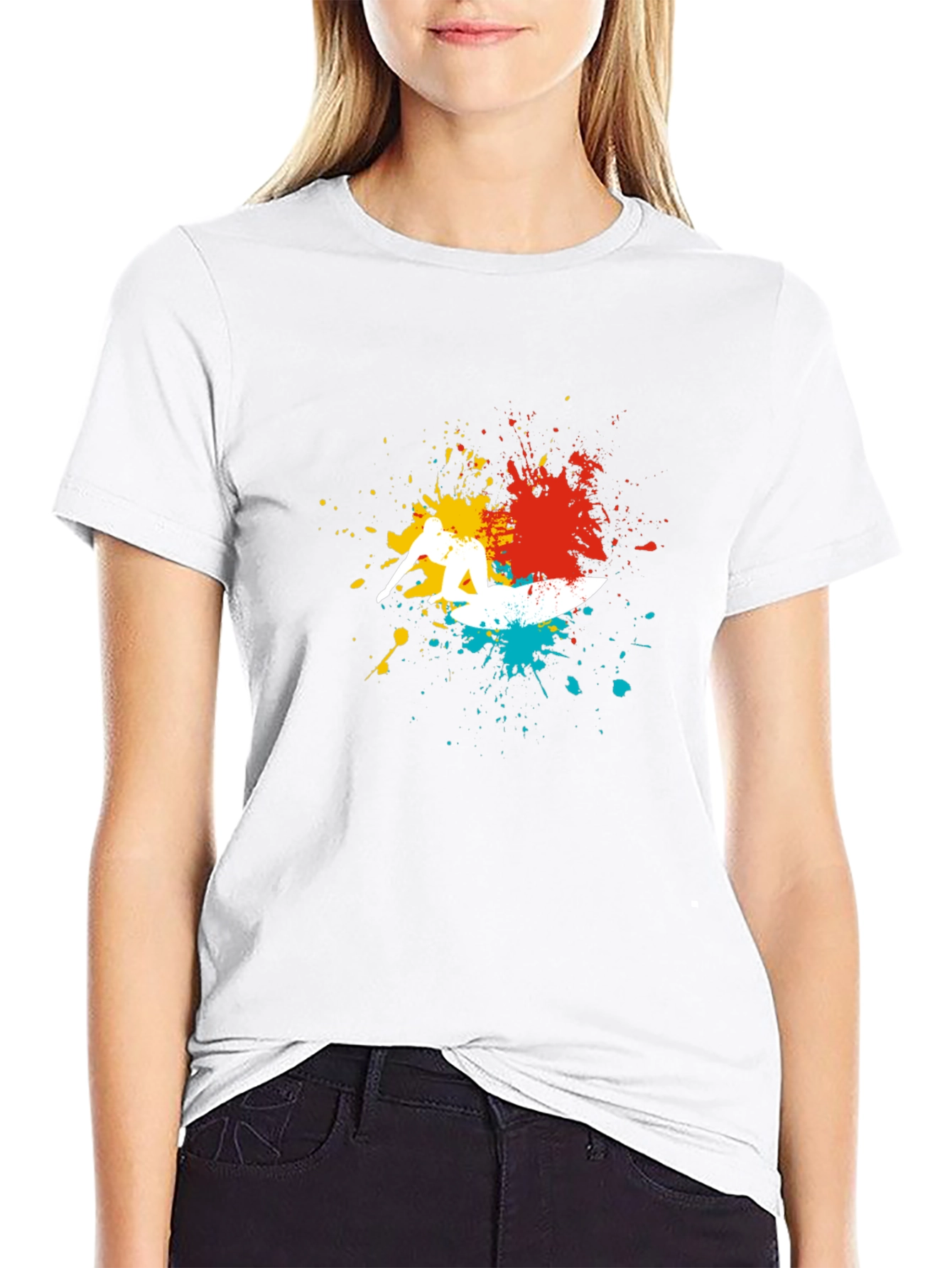 Surfer Splash Graphic Tee - Cool Black T-Shirt