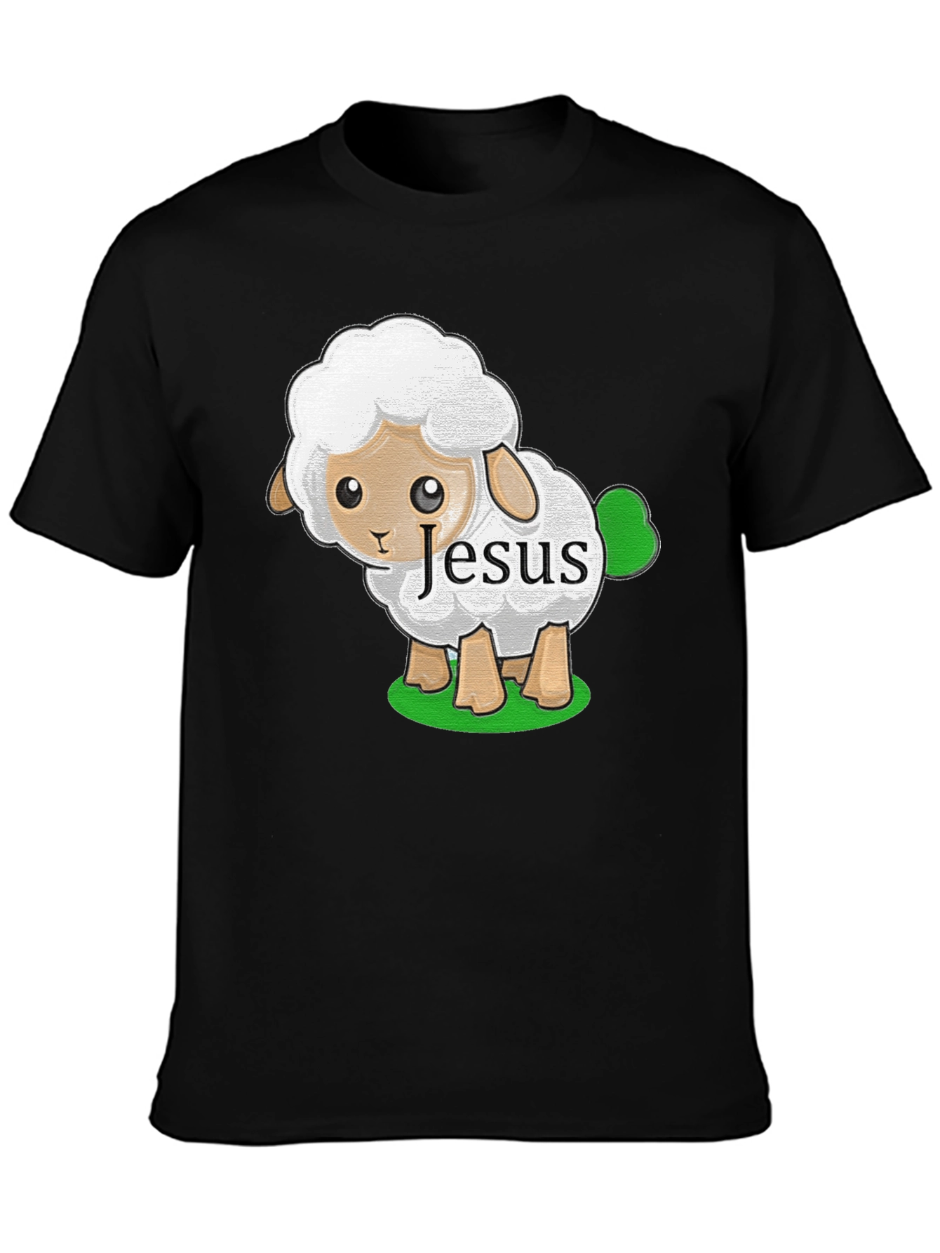 Cute Jesus Sheep T-Shirt - Black Cotton Tee