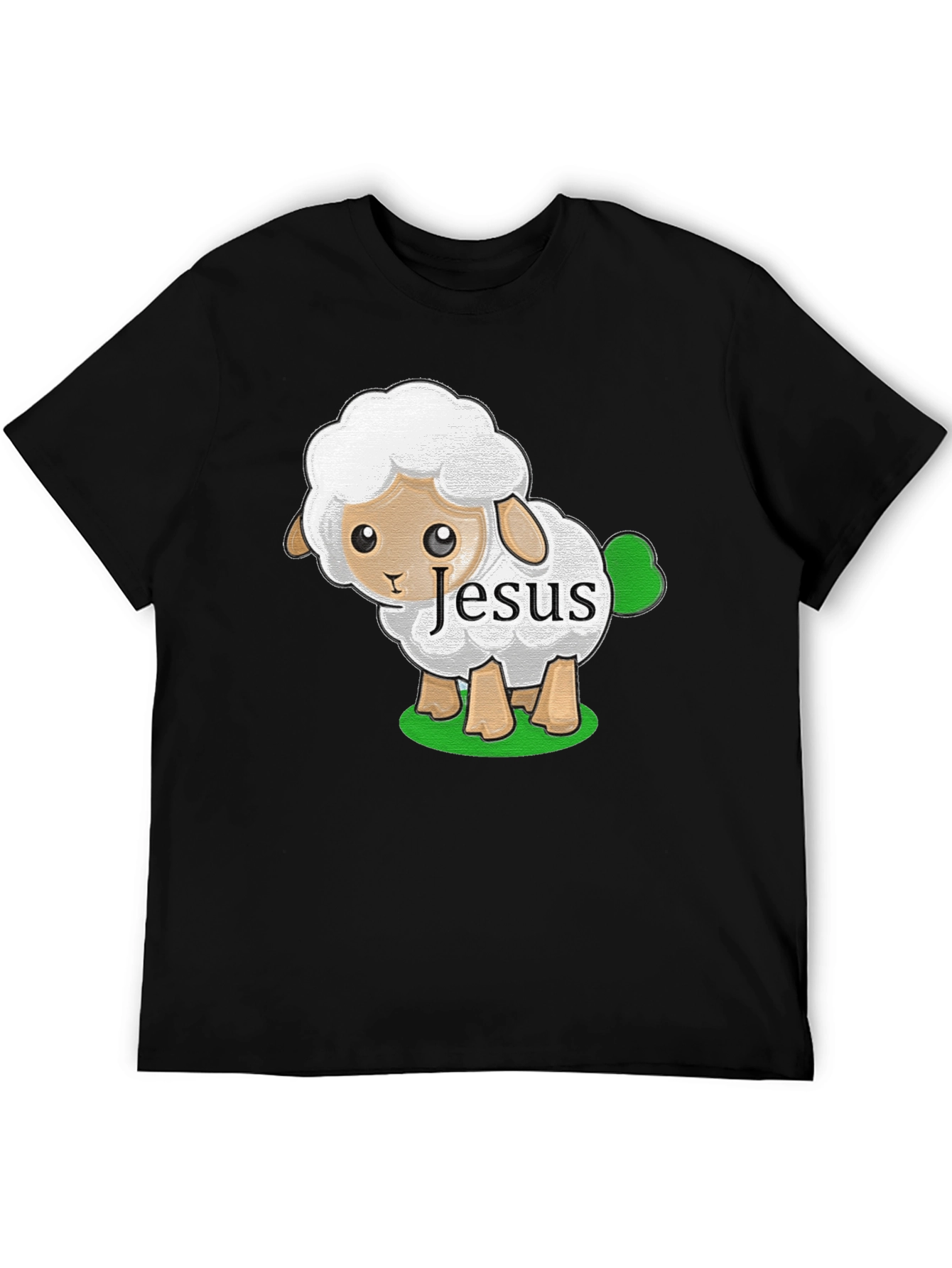 Cute Jesus Sheep T-Shirt - Black Cotton Tee