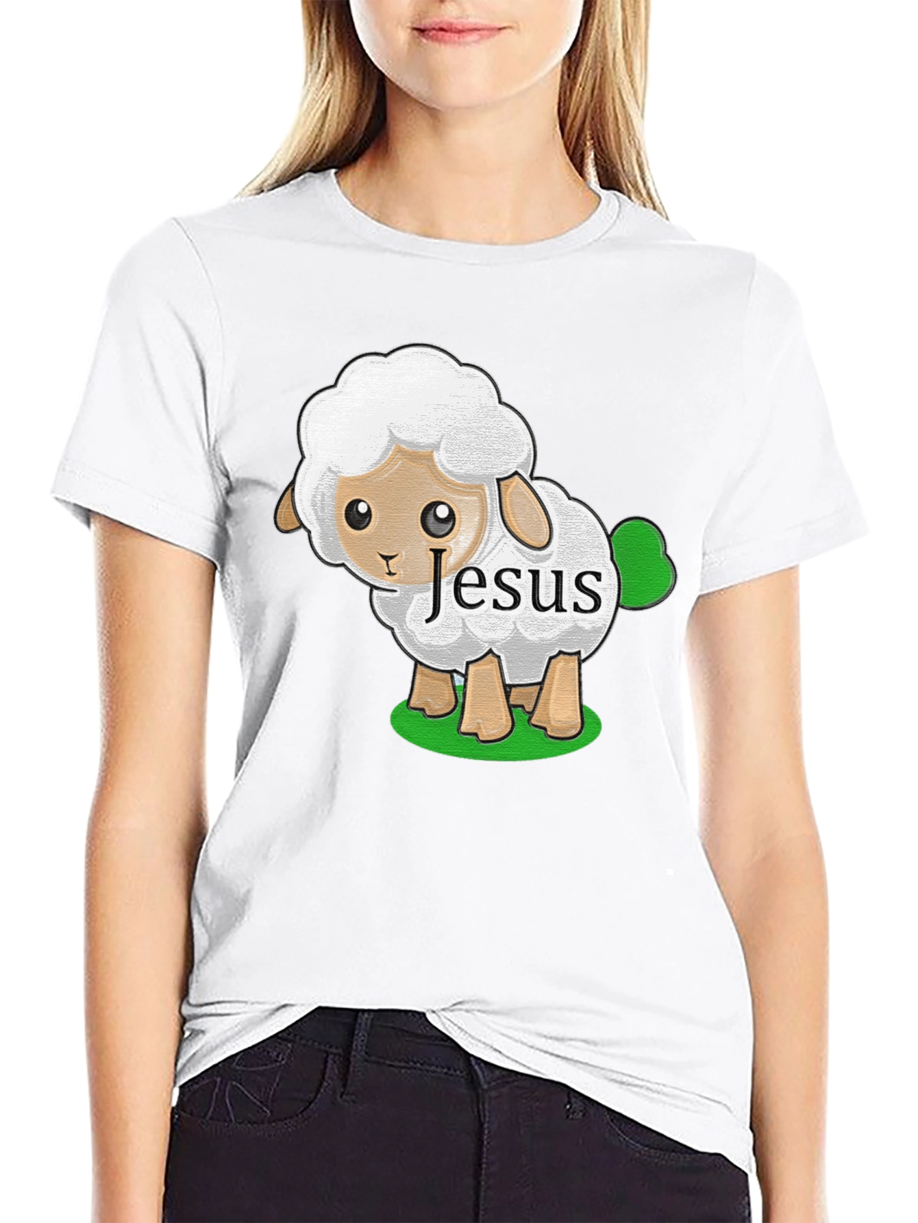 Cute Jesus Sheep T-Shirt - Black Cotton Tee