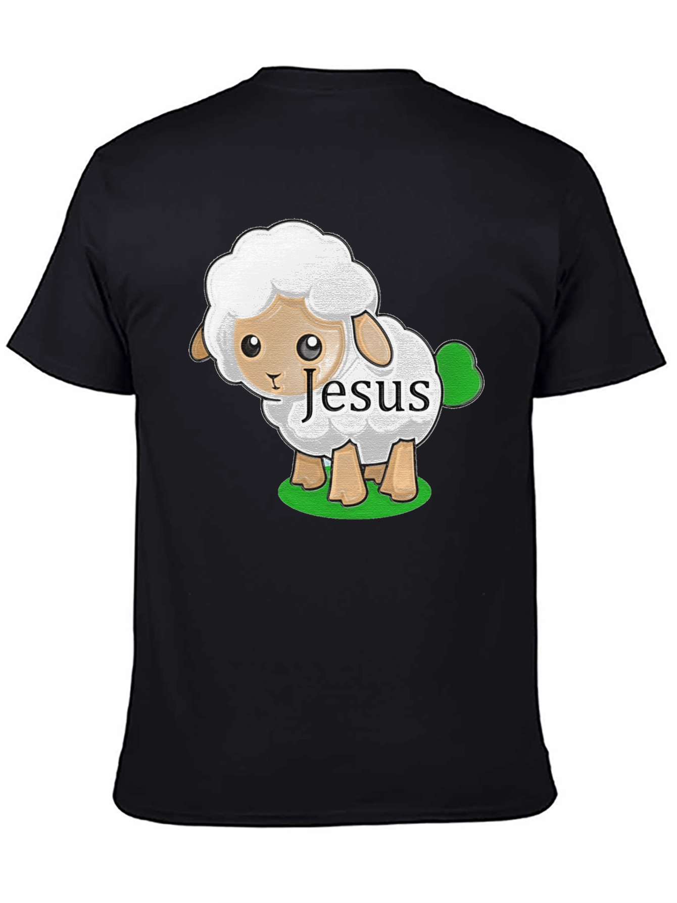 Cute Jesus Sheep T-Shirt - Black Cotton Tee