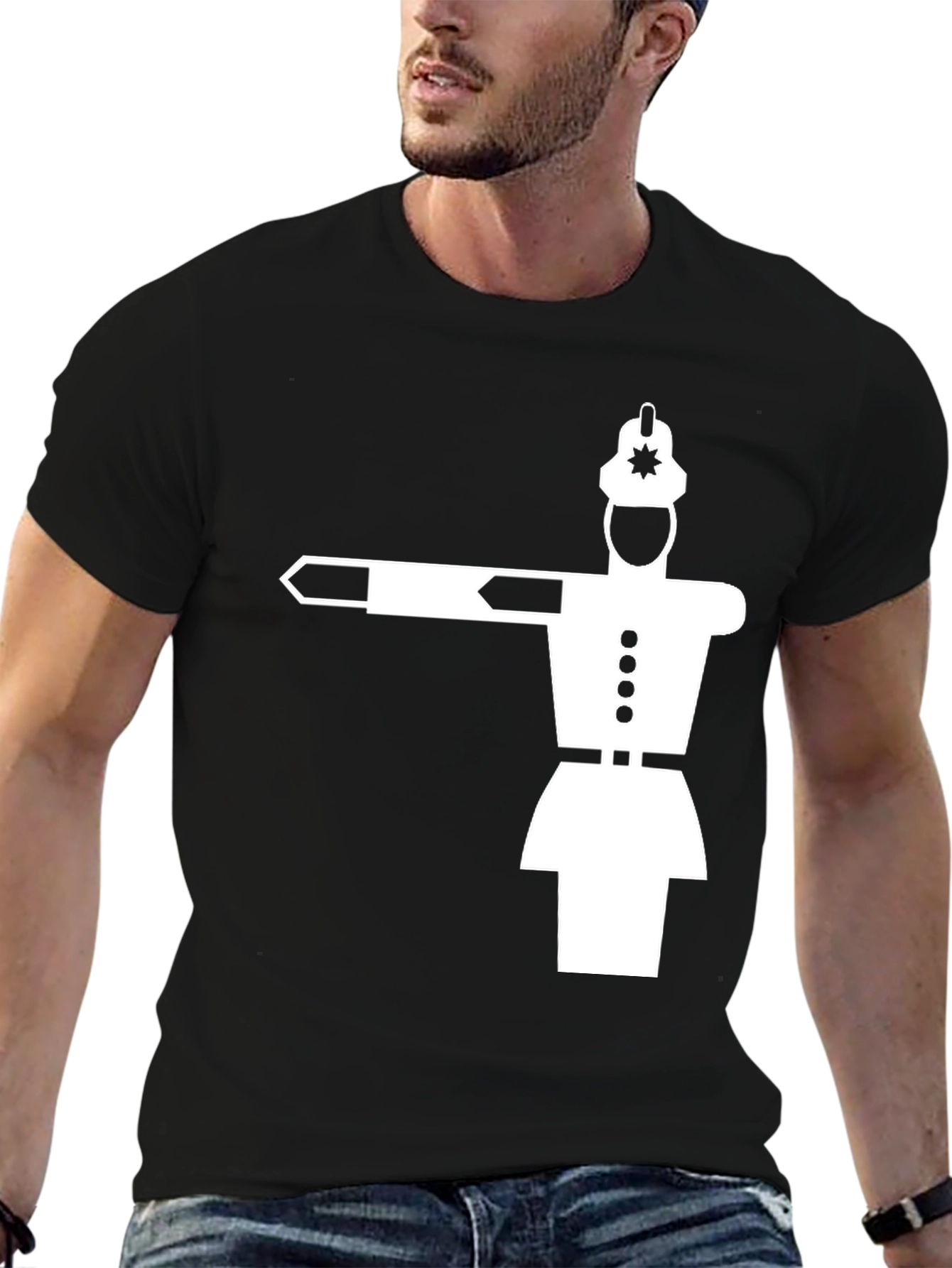 Retro Traffic Cop T-Shirt - Black