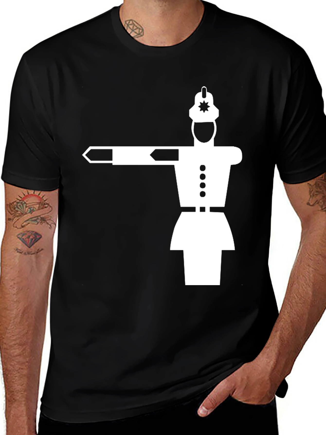 Retro Traffic Cop T-Shirt - Black